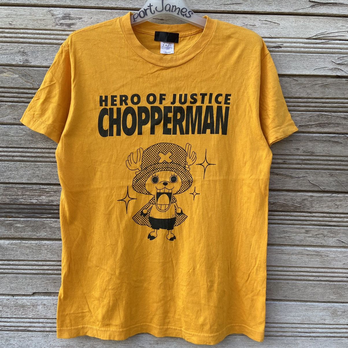 Image of Cartoon Network x One Piece Tony Tony Chopper T Shirt Anime Manga in Yellow, Men's (Size Small)