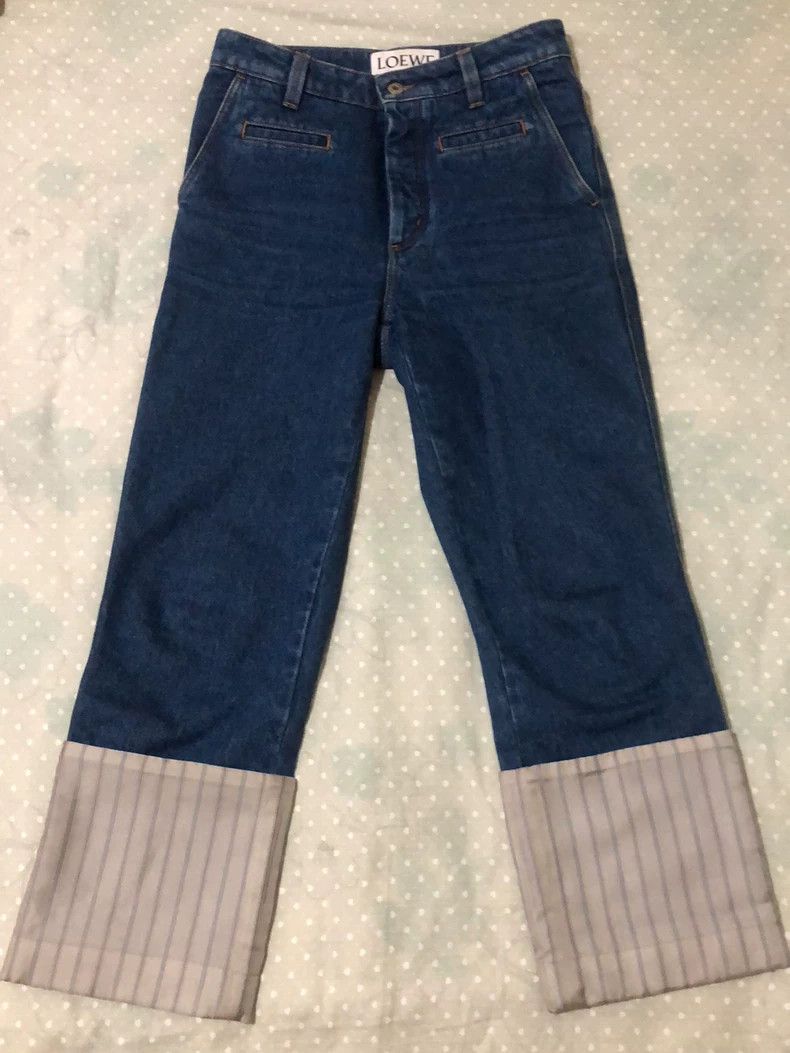 Loewe Loewe High-waisted frayed denim fisherman pants Size 33" - 2 Thumbnail