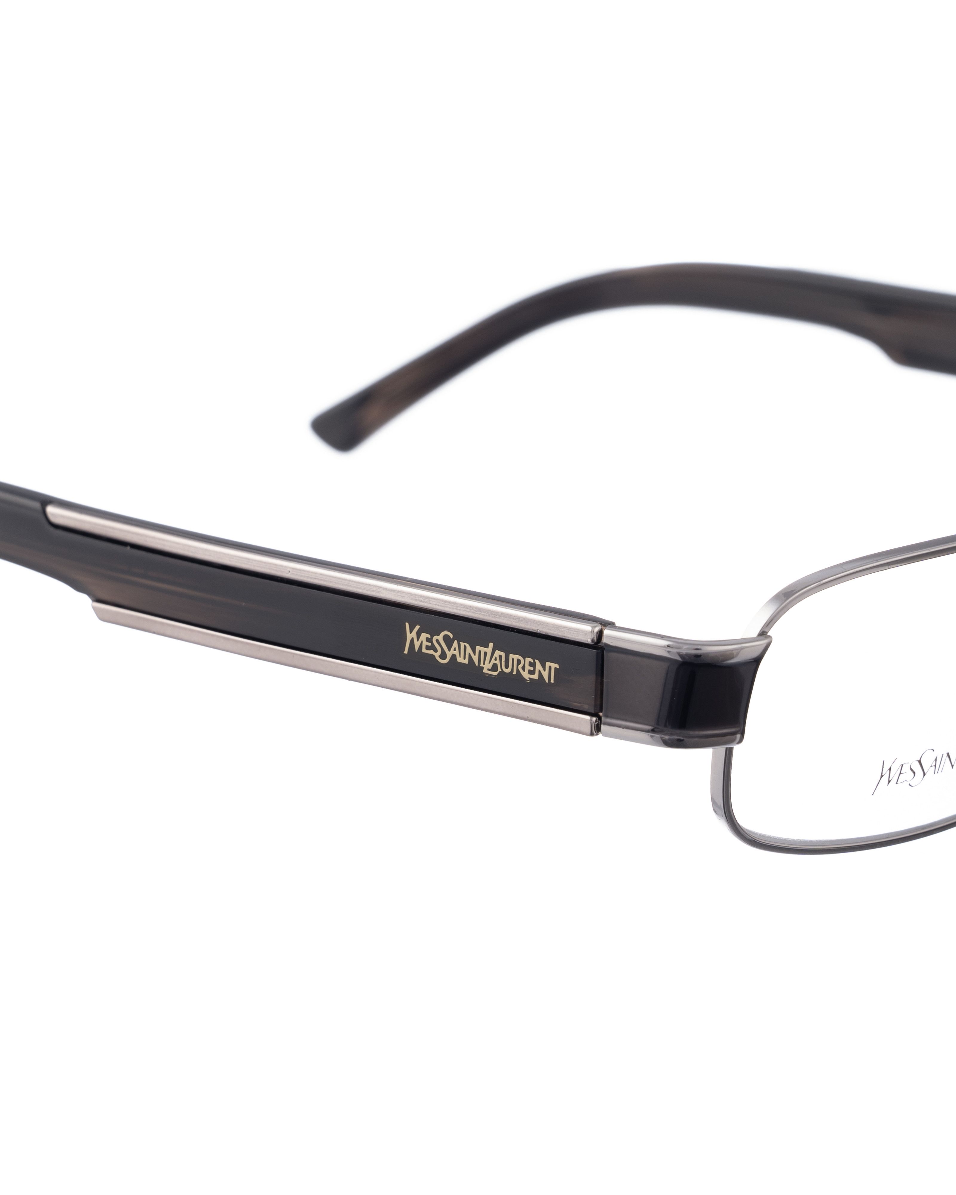 Yves Saint Laurent Yves Saint Laurent 90s Black Plastic Glasses Chrome Elements Size ONE SIZE - 1 Thumbnail