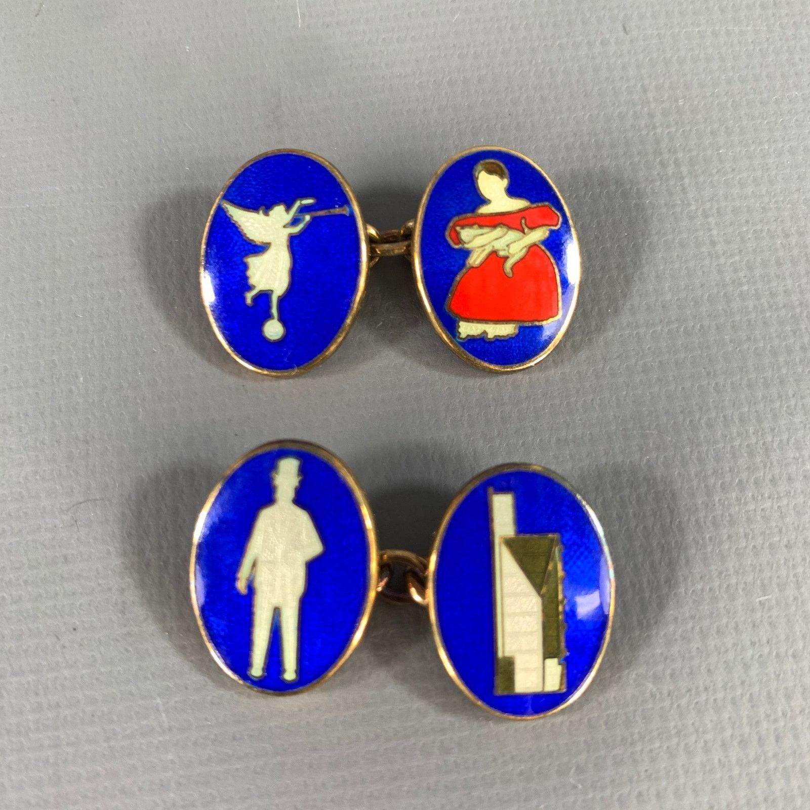 Deakin & Francis DEAKIN & FRANCIS Gold Blue Sterling Silver Cuff Links Size ONE SIZE - 1 Thumbnail