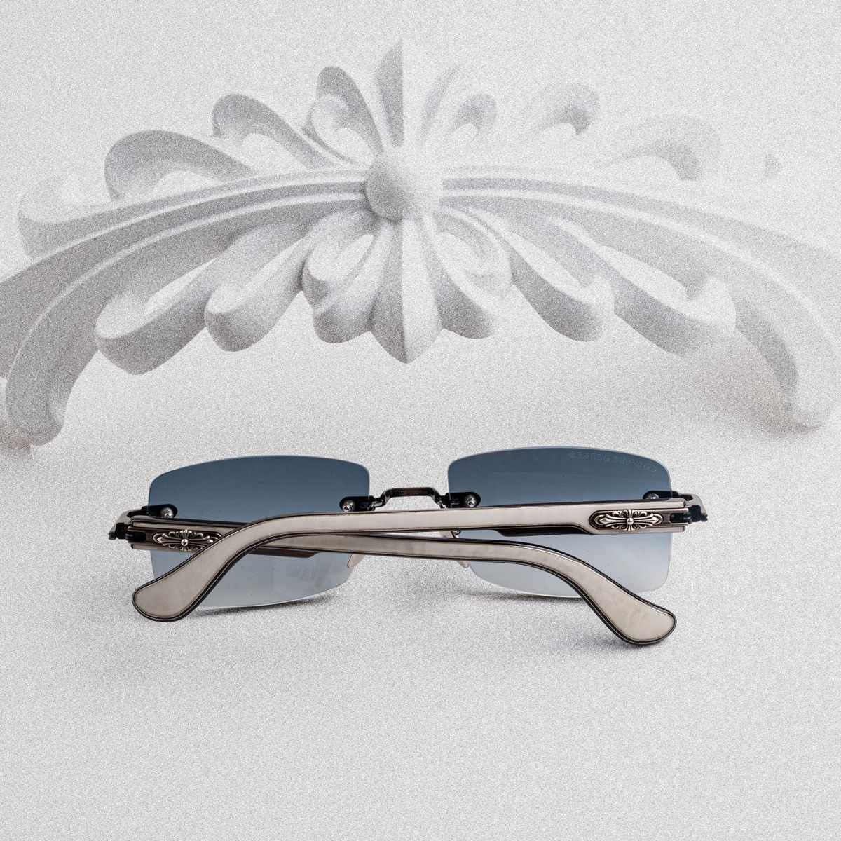 Chrome Hearts CHROME HEARTS DEEP II ANTIQUE SILVER - WHITE EBONY WOOD PIANO VARNISH SUNGLASSES Size ONE SIZE - 7 Thumbnail