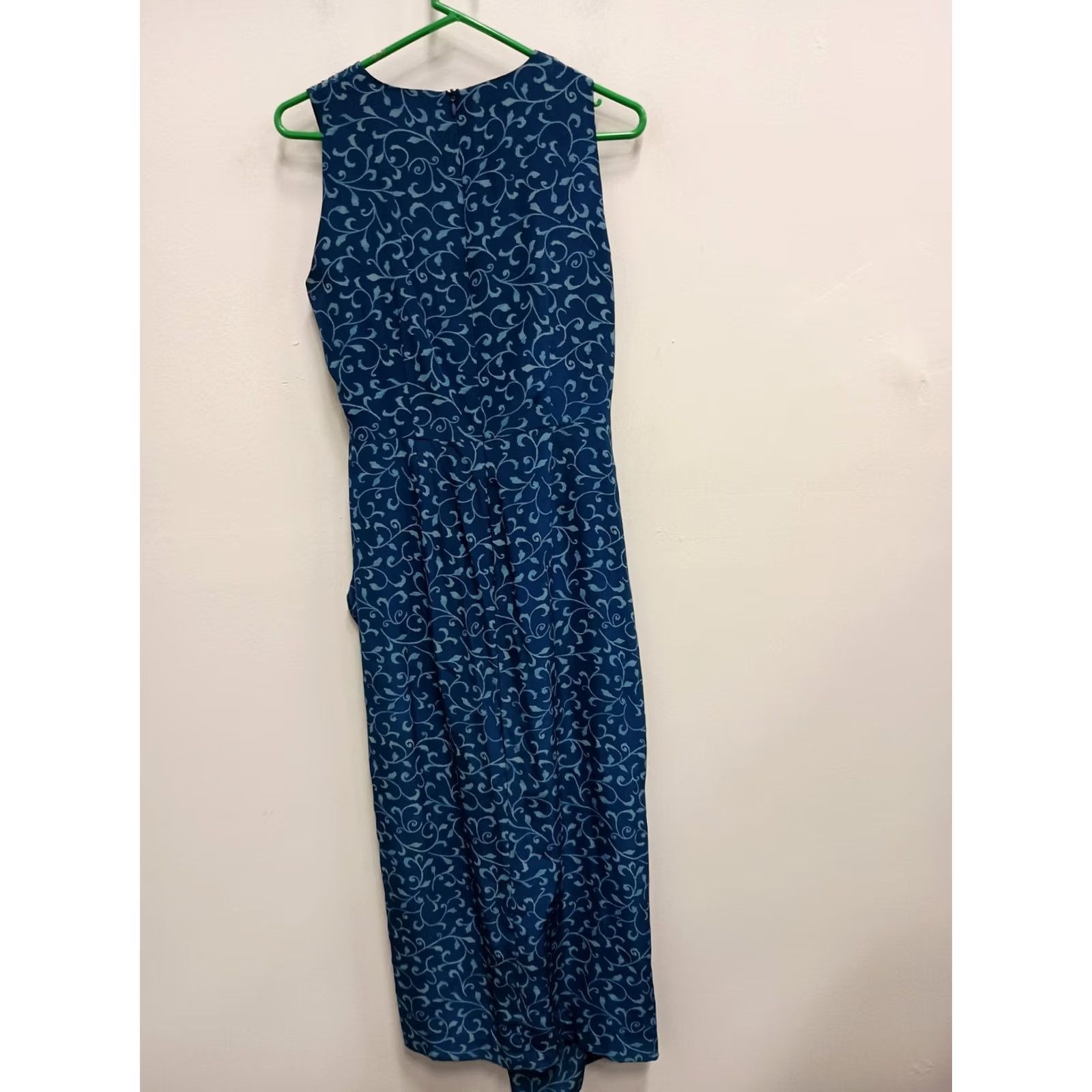 Vintage VINTAGE August Hale Wrap Dress 10 Blue Silk Floral Sleeveless Midi Casual Dress Size L / US 10 / IT 46 - 7 Thumbnail