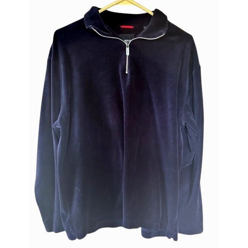 Fila FILA Sport The Collection Velour 1/4 Zip Pullover Navy M Size US M / EU 48-50 / 2 - 2 Thumbnail