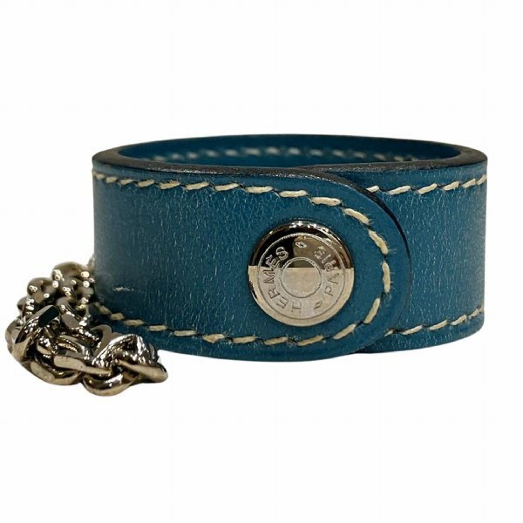 image of Hermes Leather Glove Holder Nomade Charm Accessory For Women in Blue