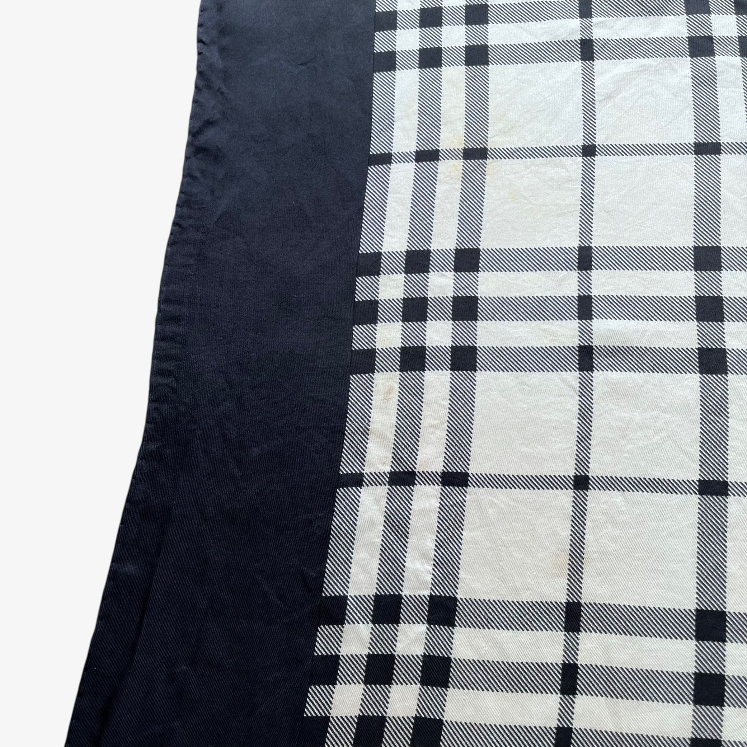 Burberry Vintage 90s Burberry Black Nova Check Print Silk Scarf Size ONE SIZE - 4 Thumbnail