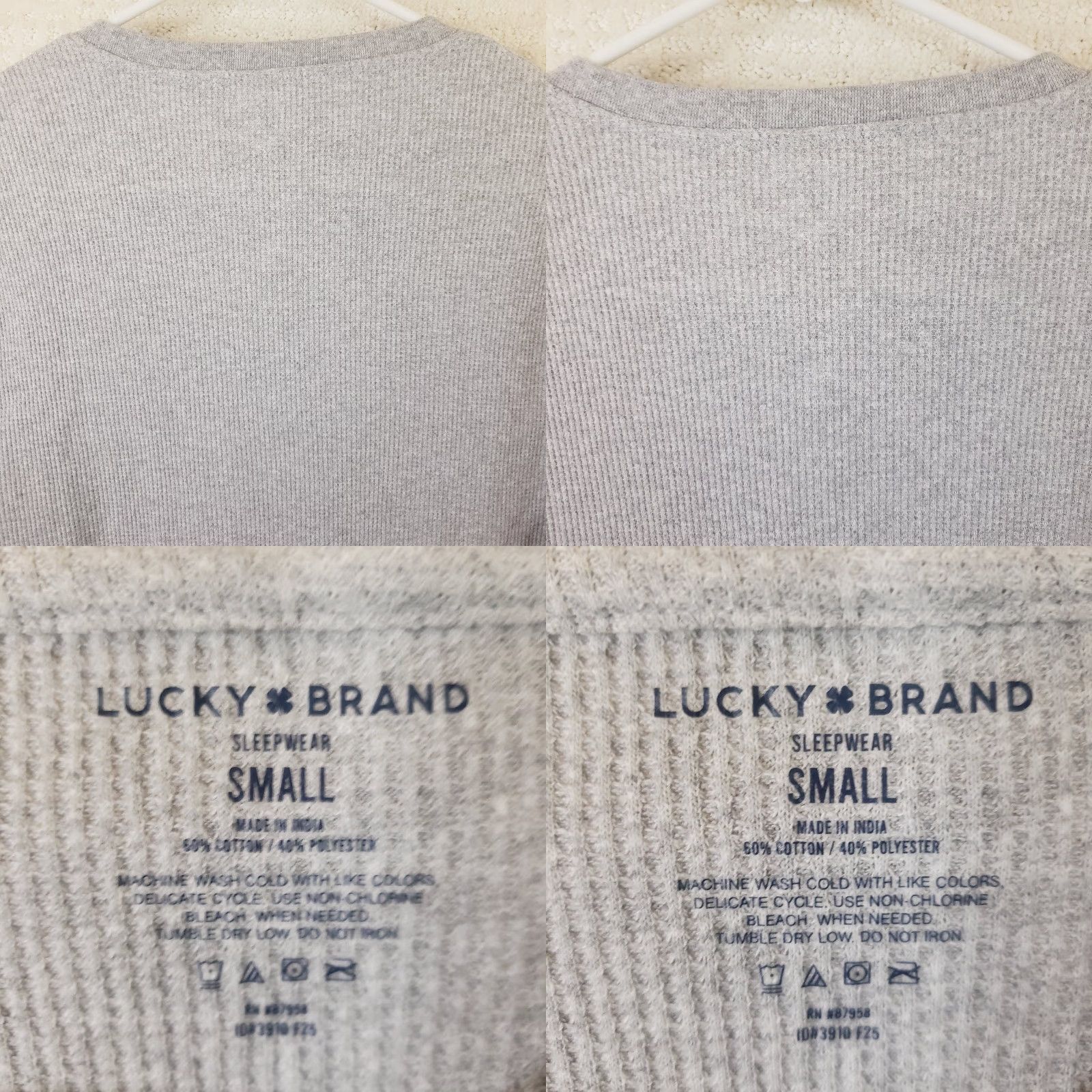 Lucky Brand Lucky Brand Henley Waffle Knit Long Sleeve Tee Gray Mens S Bear Logo New Vintage Size US S / EU 44-46 / 1 - 8 Thumbnail