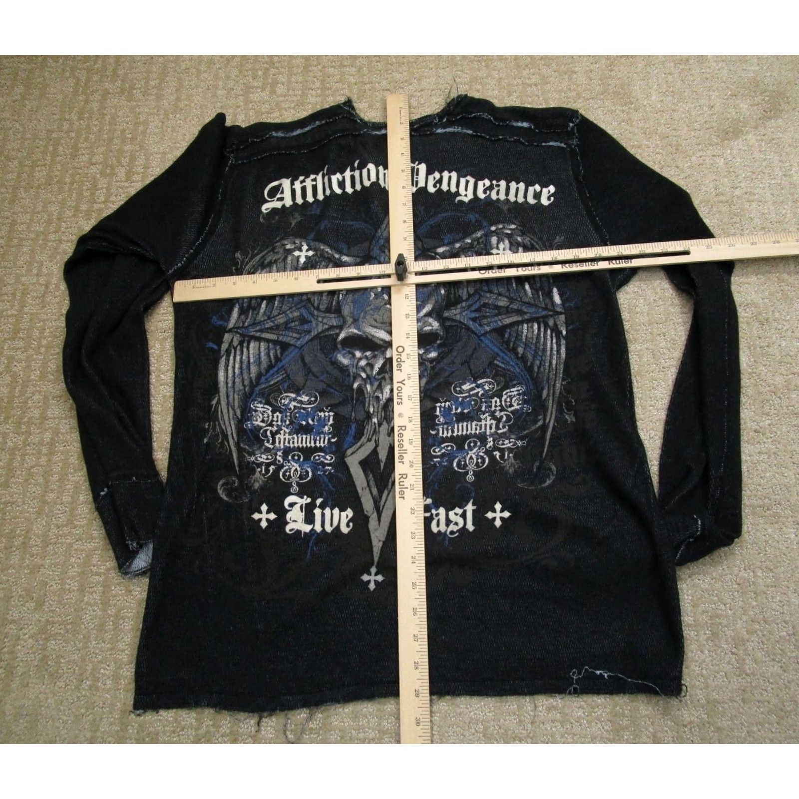 Affliction Affliction Shirt Men XL Black Reversible Thermal Wings Skull Grunge Gothic Y2K Size US XL / EU 56 / 4 - 5 Thumbnail