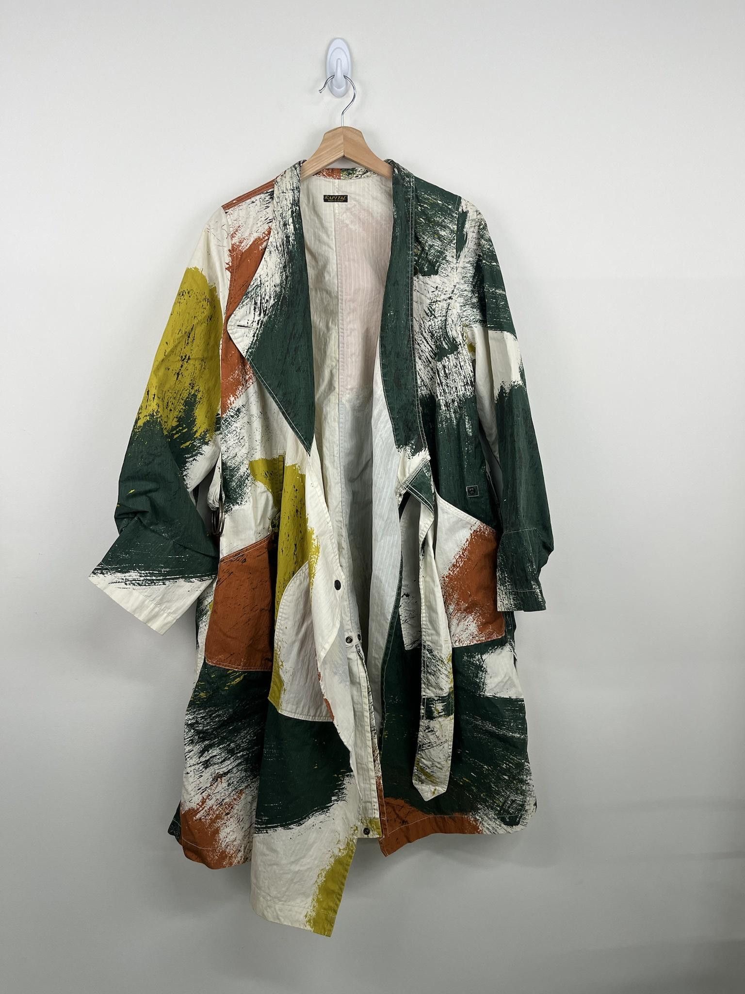 image of Kapital Painted Trench Coat Size 0 in White, Men's