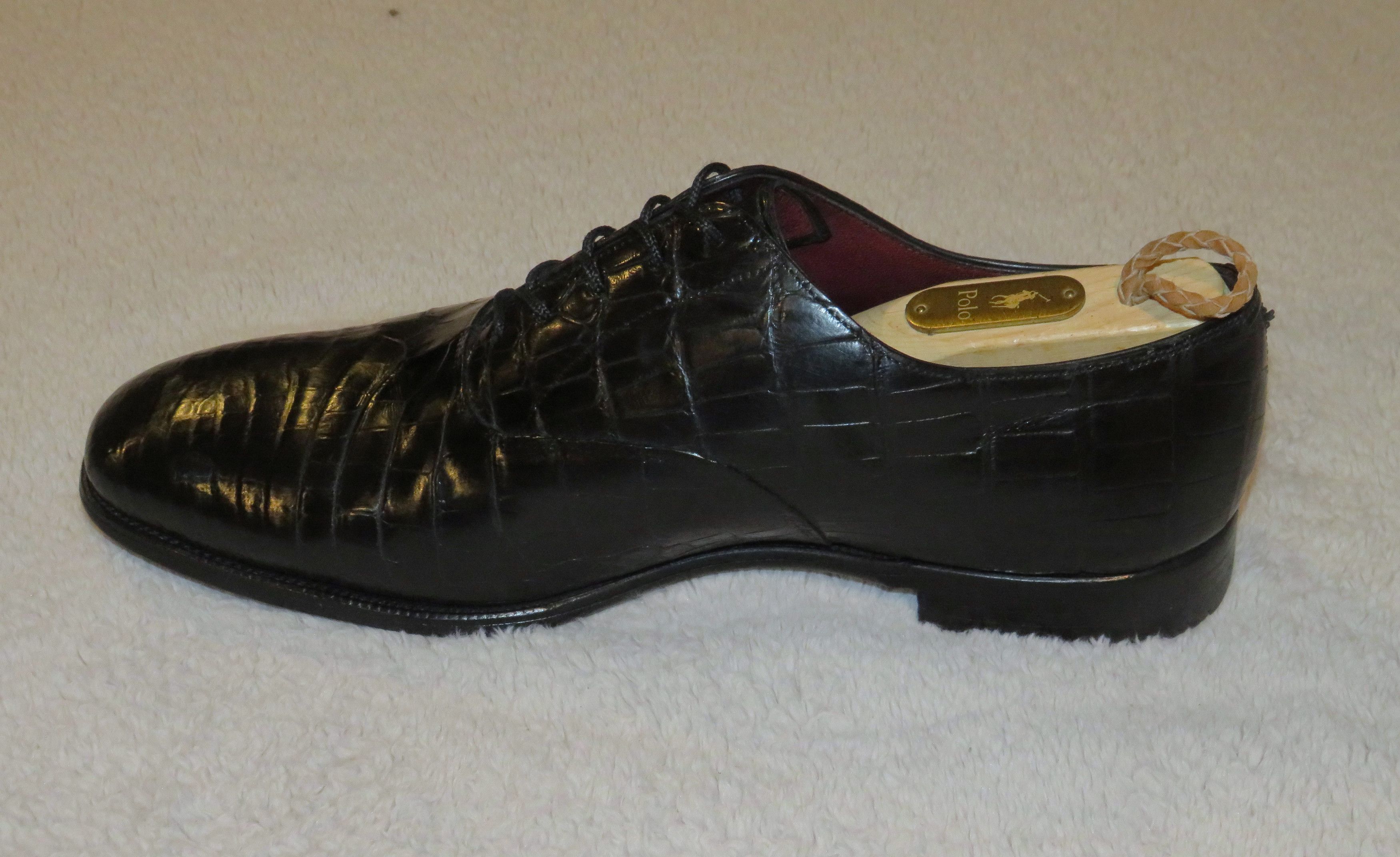 Edward Green × Ralph Lauren Purple Label Black Crocodile Leather Derby 9.5/10 Size US 10 / EU 43 - 7 Thumbnail