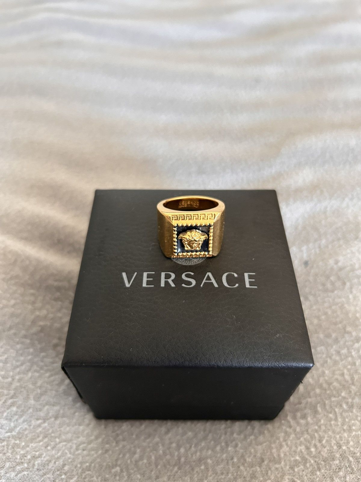 Versace Versace Medusa Black Enamel Ring Size ONE SIZE - 1 Thumbnail