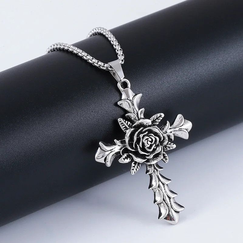 Jewelry Rose Cross Pendant Necklace Size ONE SIZE - 2 Thumbnail