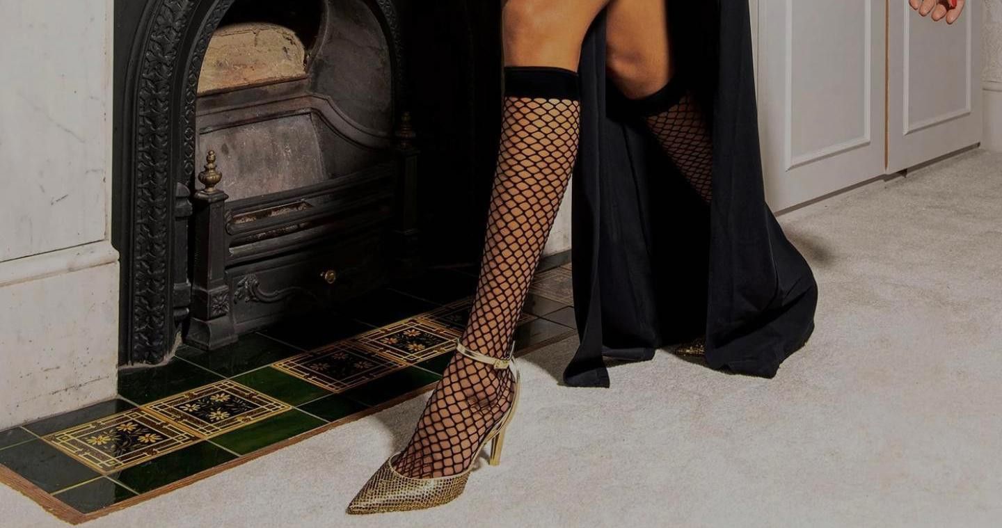 Designer Women's Fishnet Ankle Socks - Stylish Black Stockings Size US 7.5 / IT 37.5 - 2 Thumbnail