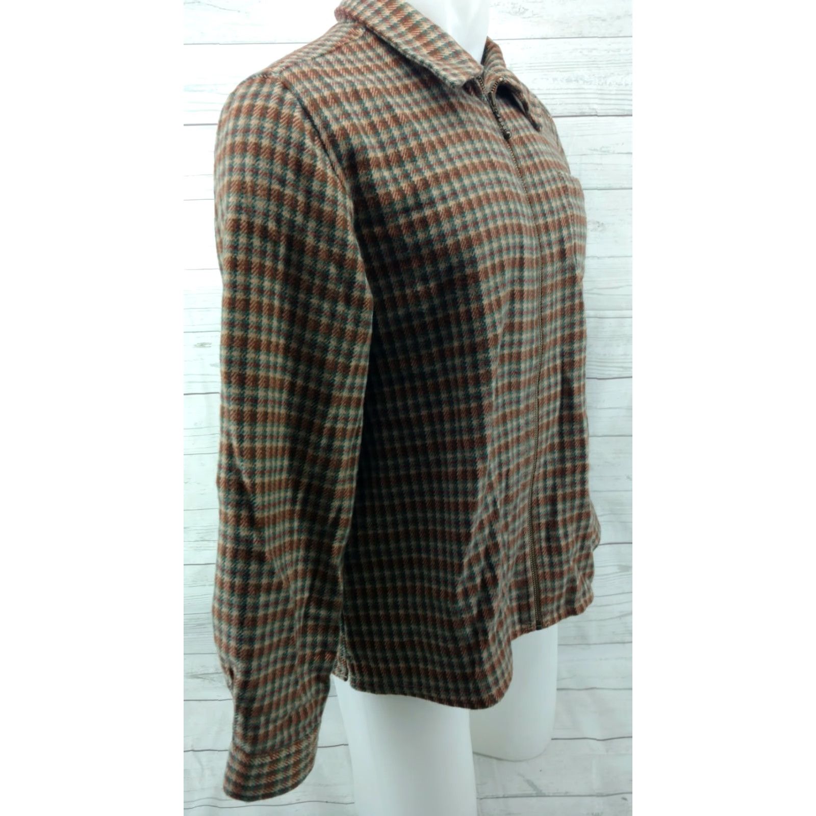 Vintage Woolrich Jacket Women's Plaid Full Zip Brown Tan Size LARGE Size L / US 10 / IT 46 - 4 Thumbnail