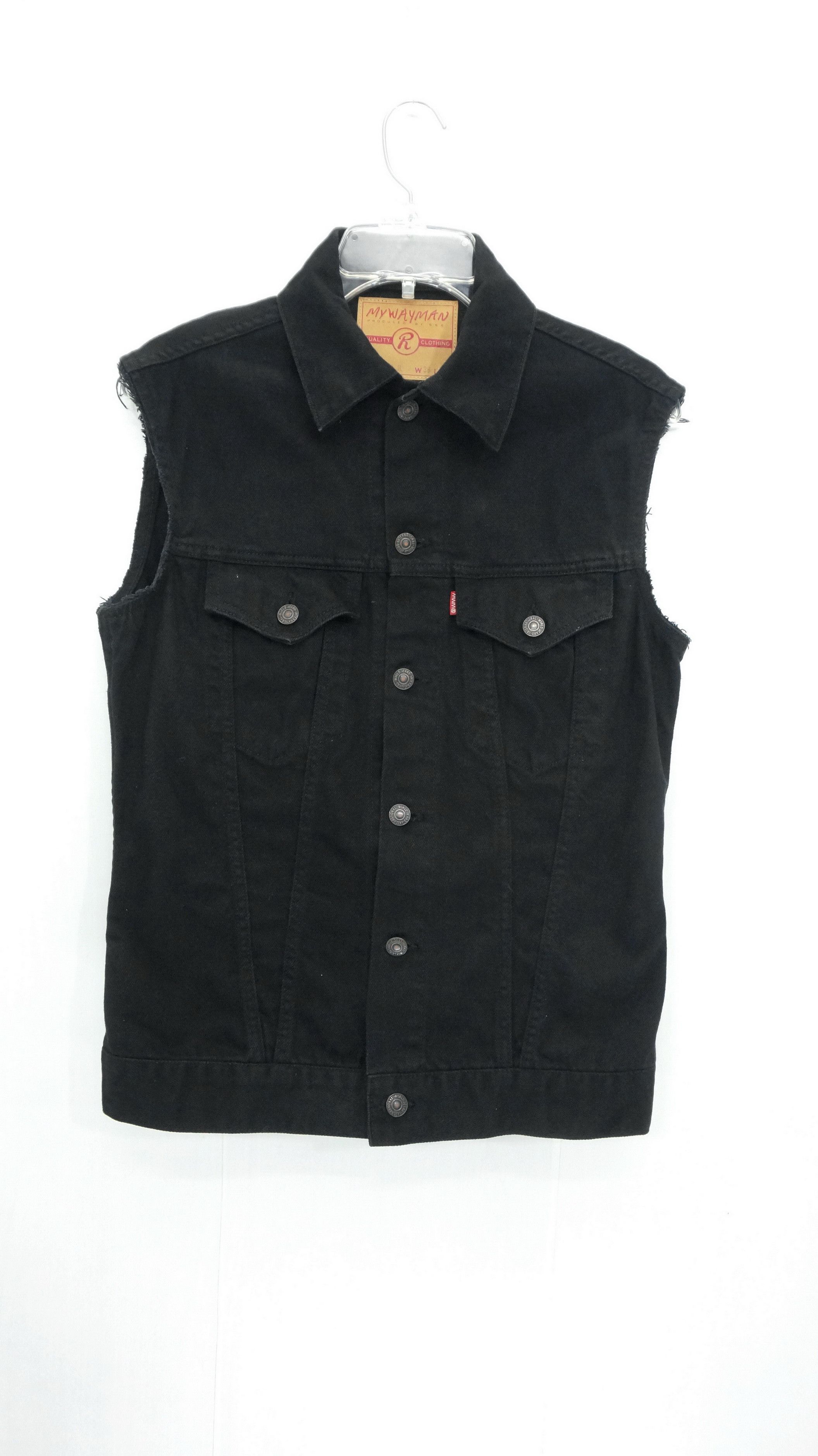 Japanese Brand Vintage Japan MyWayman By 666 Sleveless Denim Jacket Size US XS / EU 42 / 0 - 1 Thumbnail