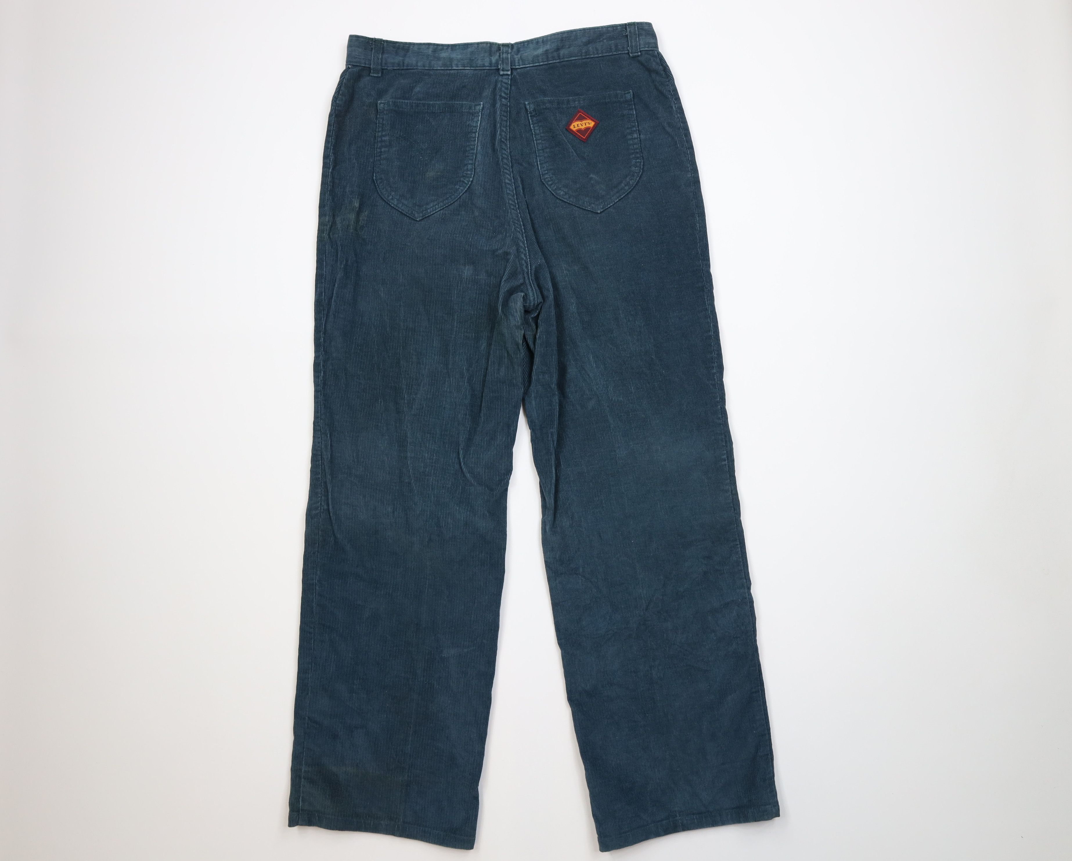Levi's Vintage 60s 70s Levis Wide Leg Corduroy Pants Green USA Size US 32 / EU 48 - 9 Thumbnail