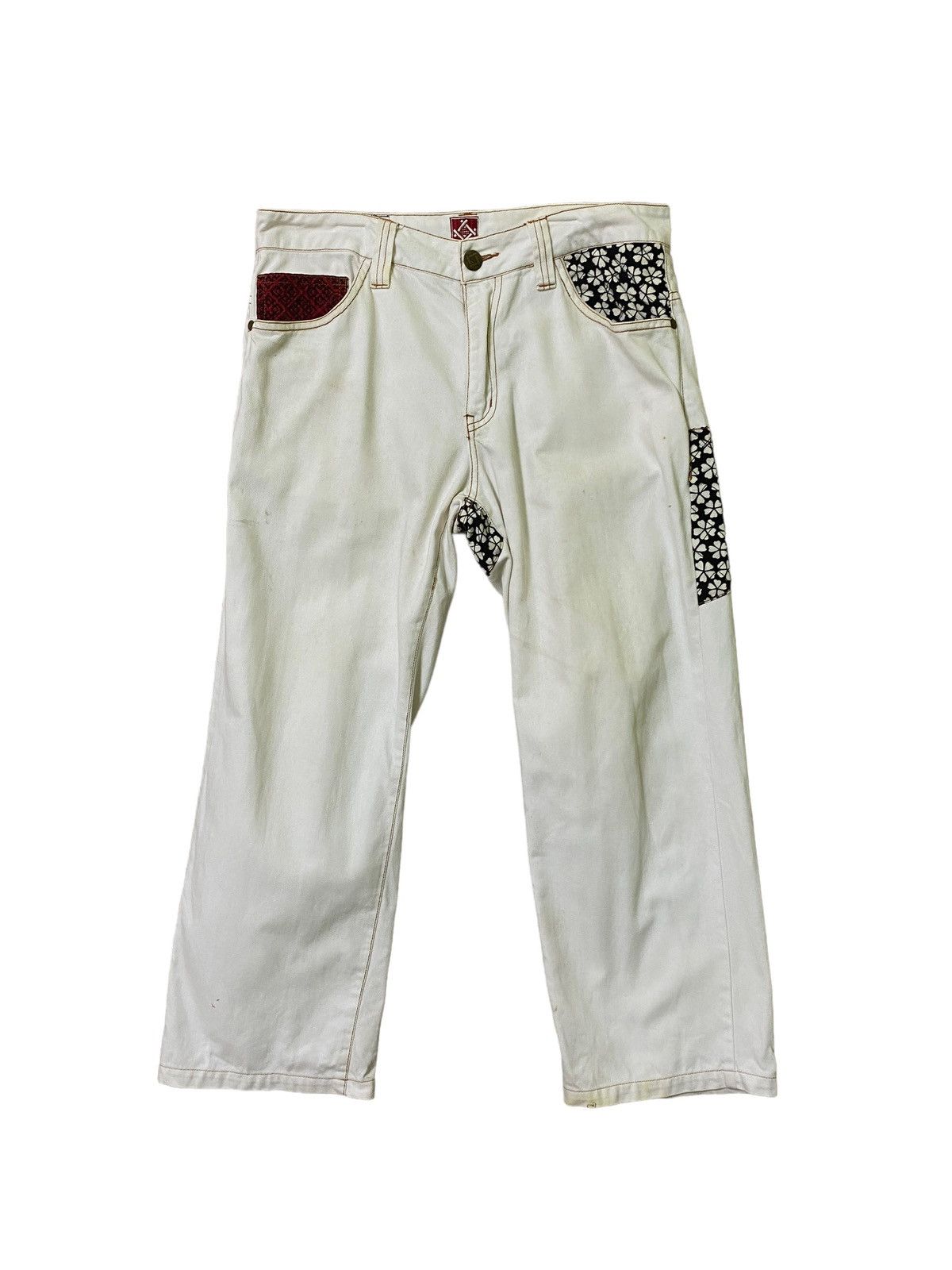 Japanese Brand Vintage Japanese Tradition Motive Patchwork Denim Jeans Size US 32 / EU 48 - 2 Thumbnail