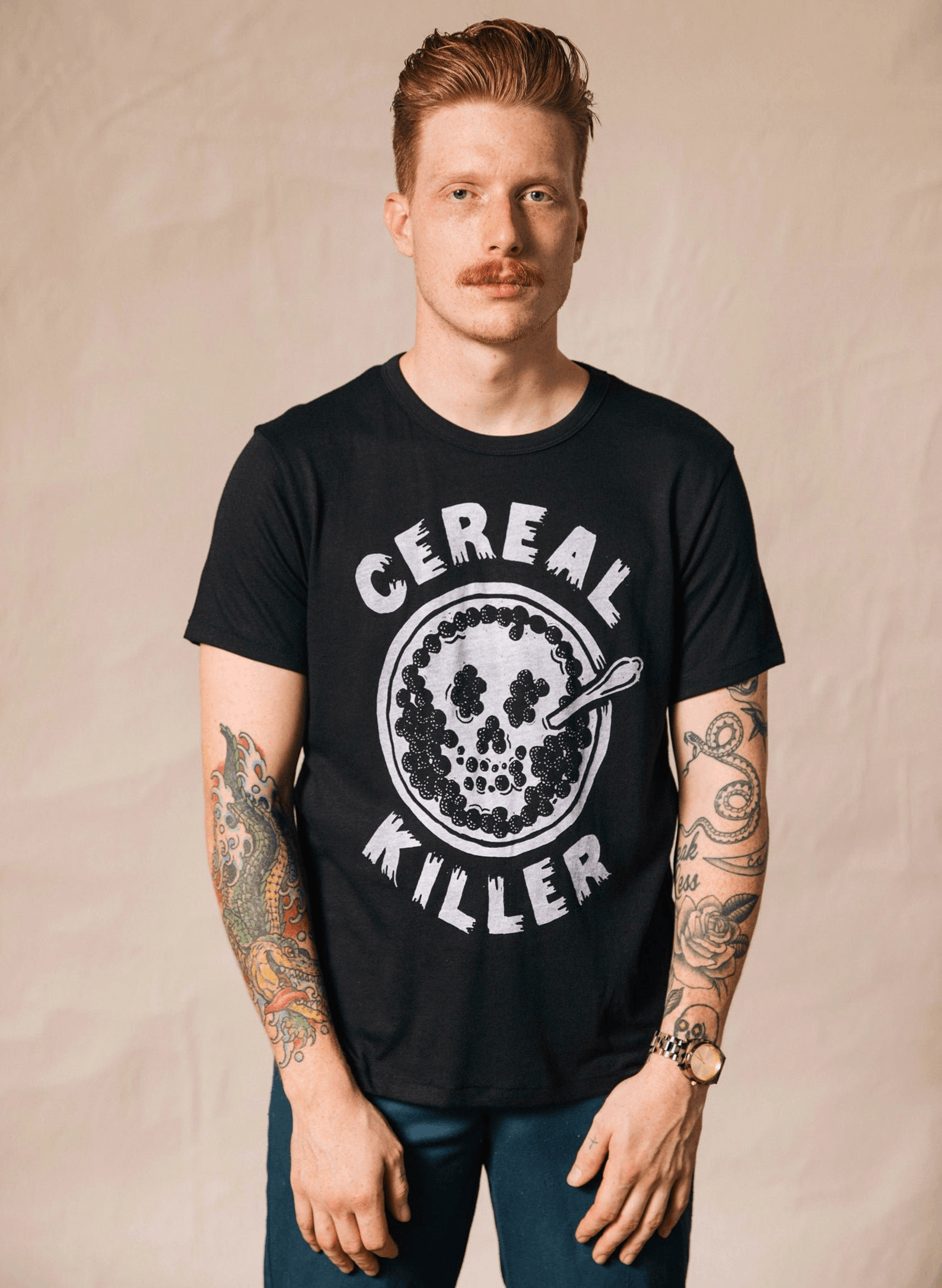 Designer × Vintage Cereal Killer T-Shirt – Funny Graphic Tee Size US M / EU 48-50 / 2 - 2 Thumbnail