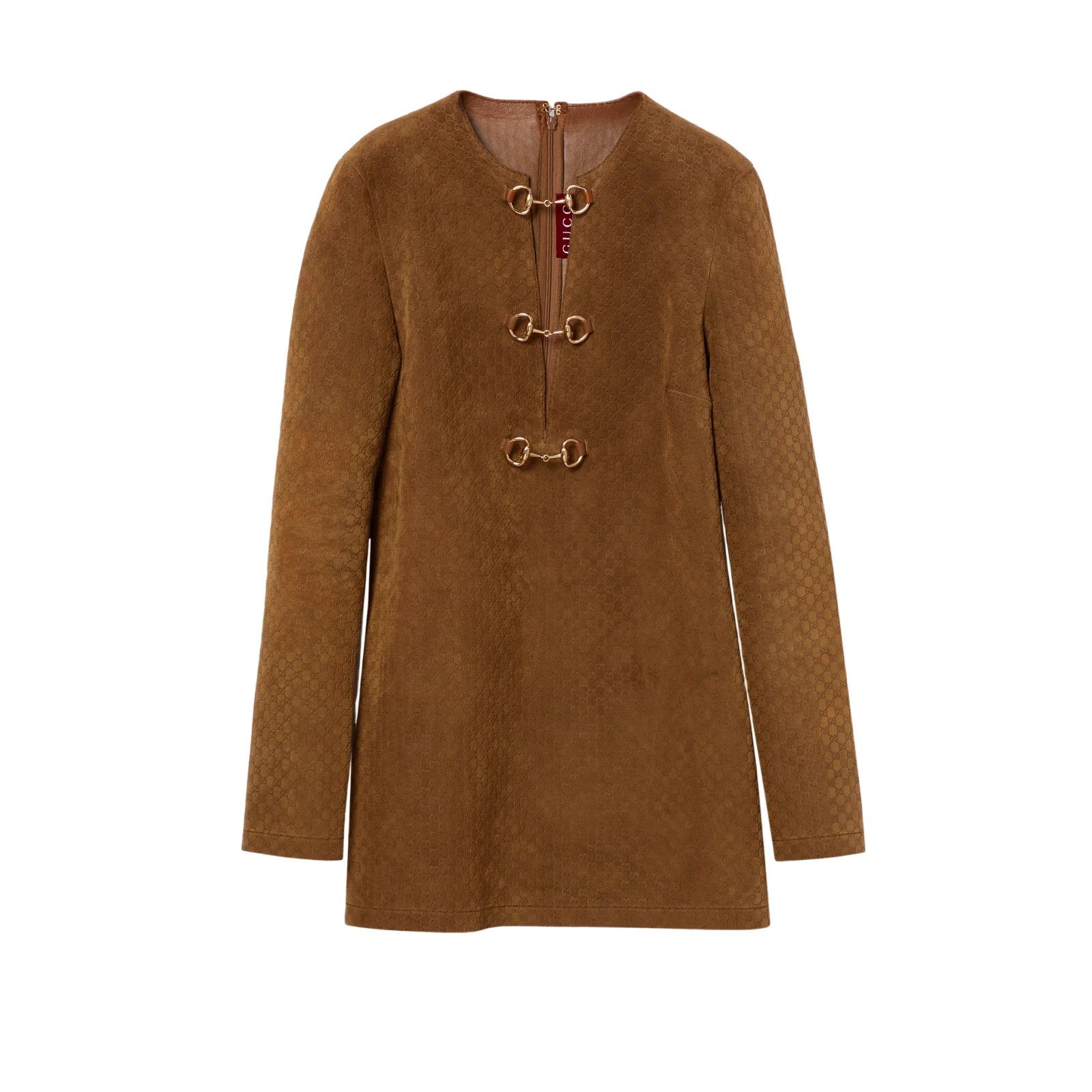 GUCCI $7000 Brown GG Suede Horsebit Dress New Authentic