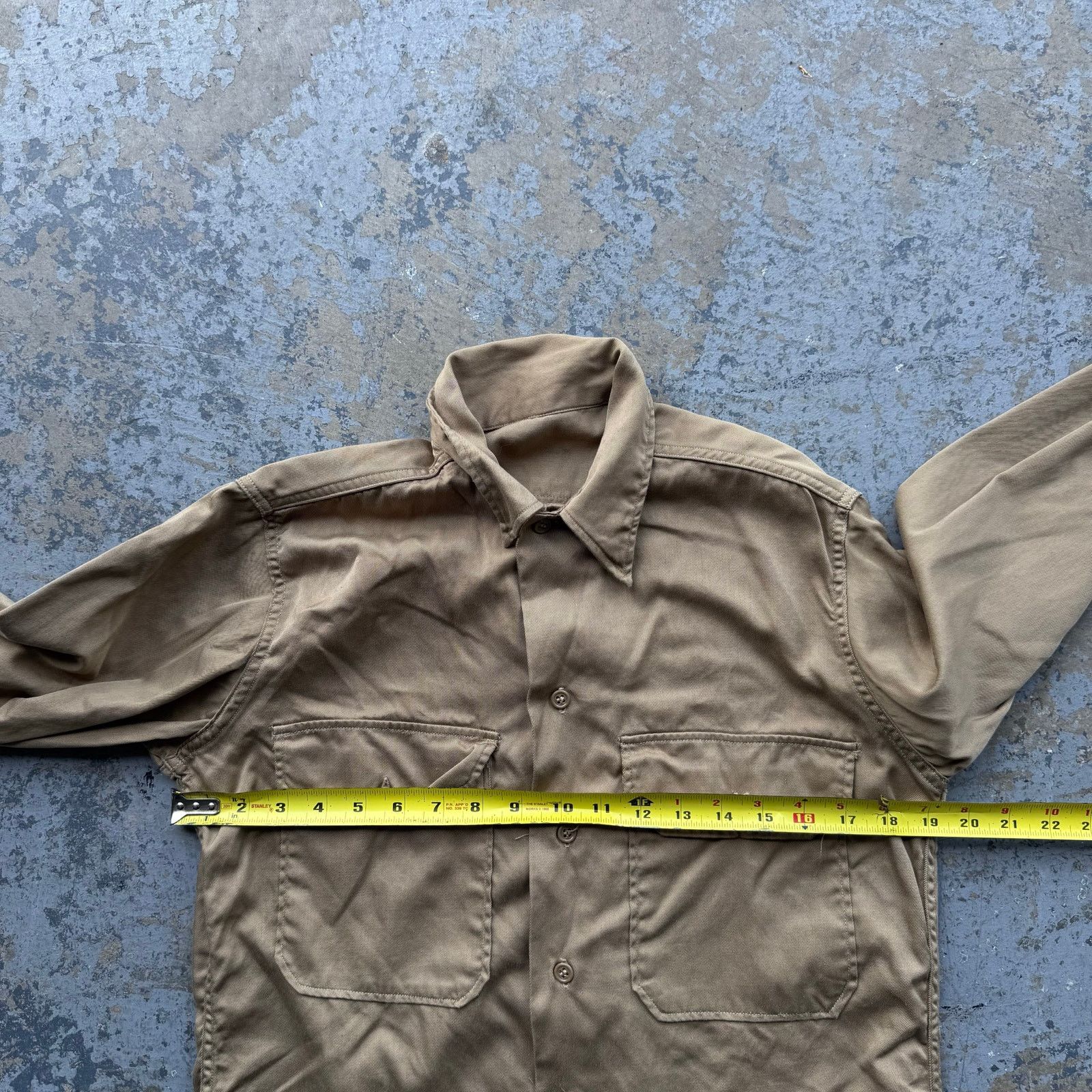 Vintage Vintage 1950s US Army Poplin Khaki Shirt Mens Size US M / EU 48-50 / 2 - 5 Thumbnail