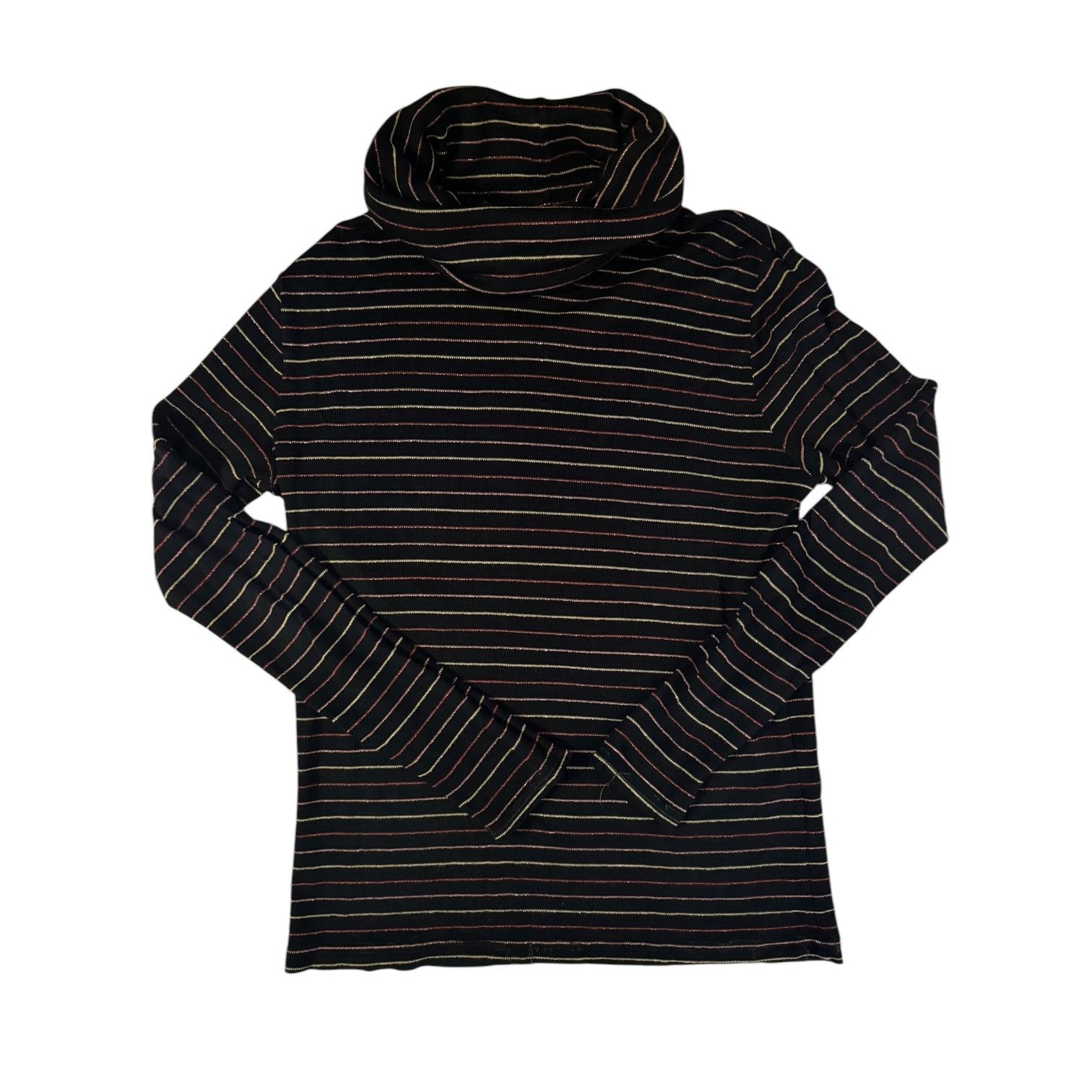Sears Vintage Sears Italian Turtleneck Black w/Metallic Stripes SM Size S / US 4 / IT 40 - 1 Thumbnail