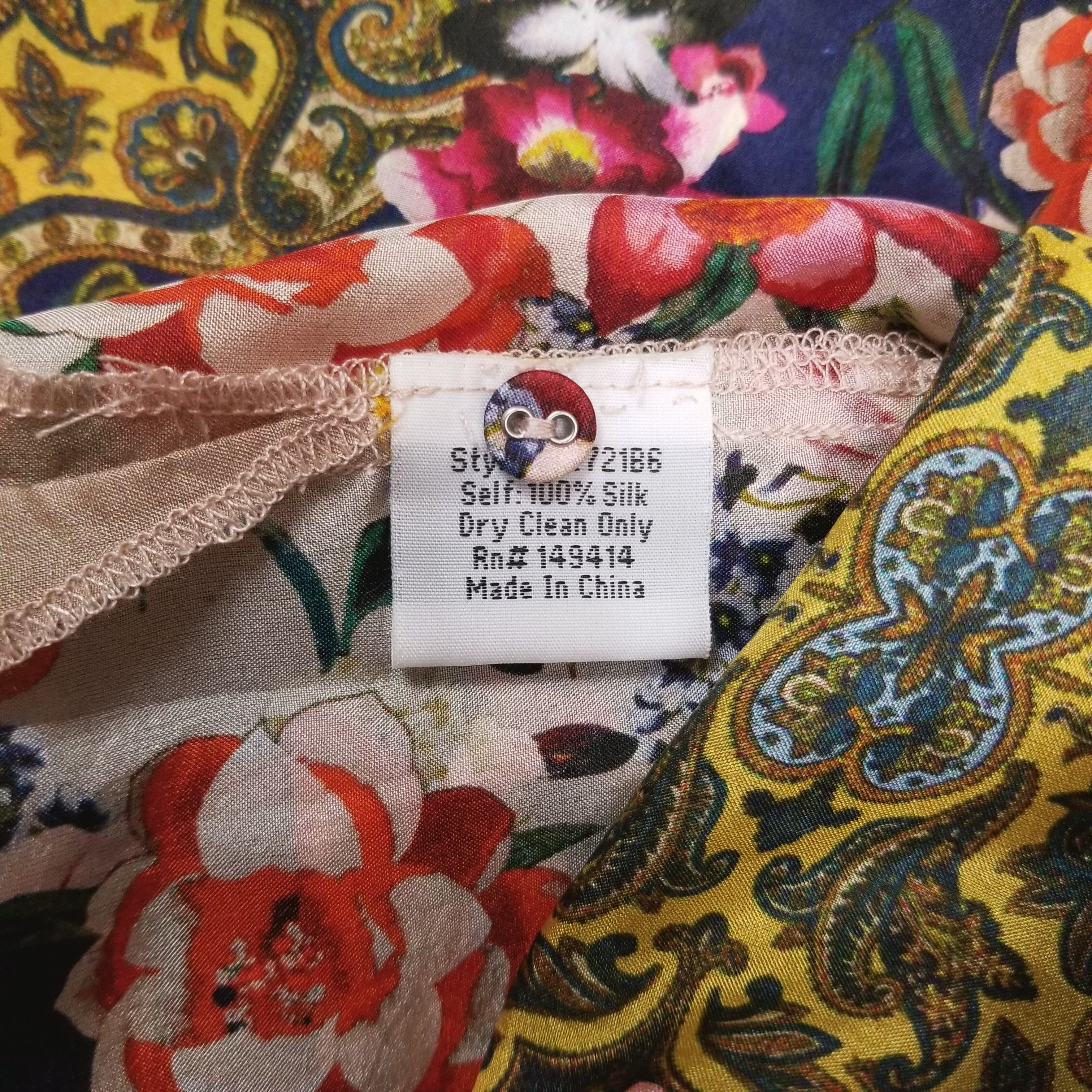 Johnny Was Rosey Tate 100% Silk Blouse Size XS / US 0-2 / IT 36-38 - 8 Thumbnail