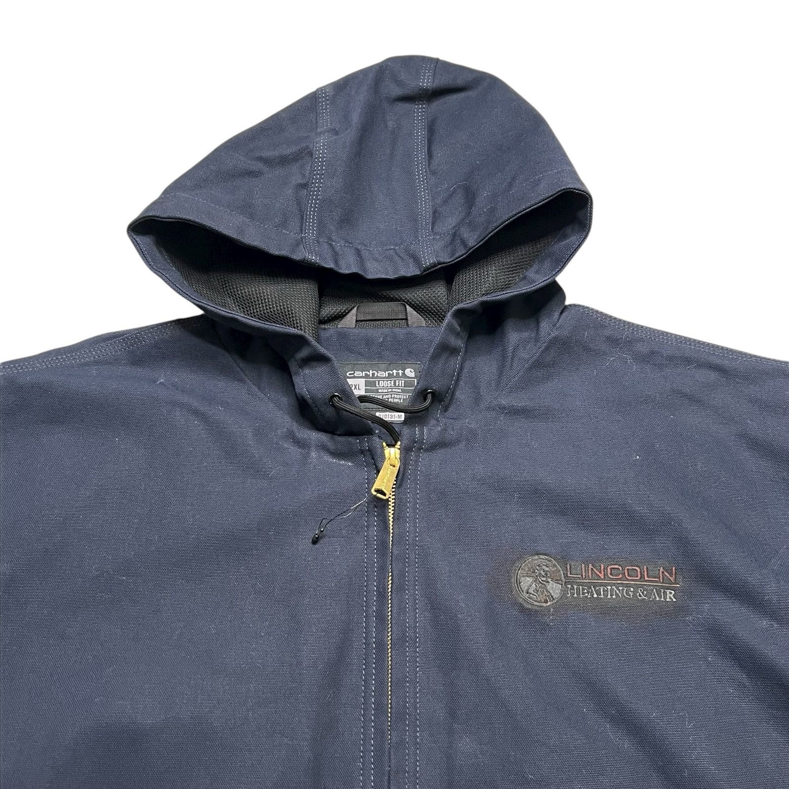 Carhartt Carhartt Loose Fit Duck Hooded Work Jacket 2XL Navy Blue Size US XXL / EU 58 / 5 - 2 Thumbnail