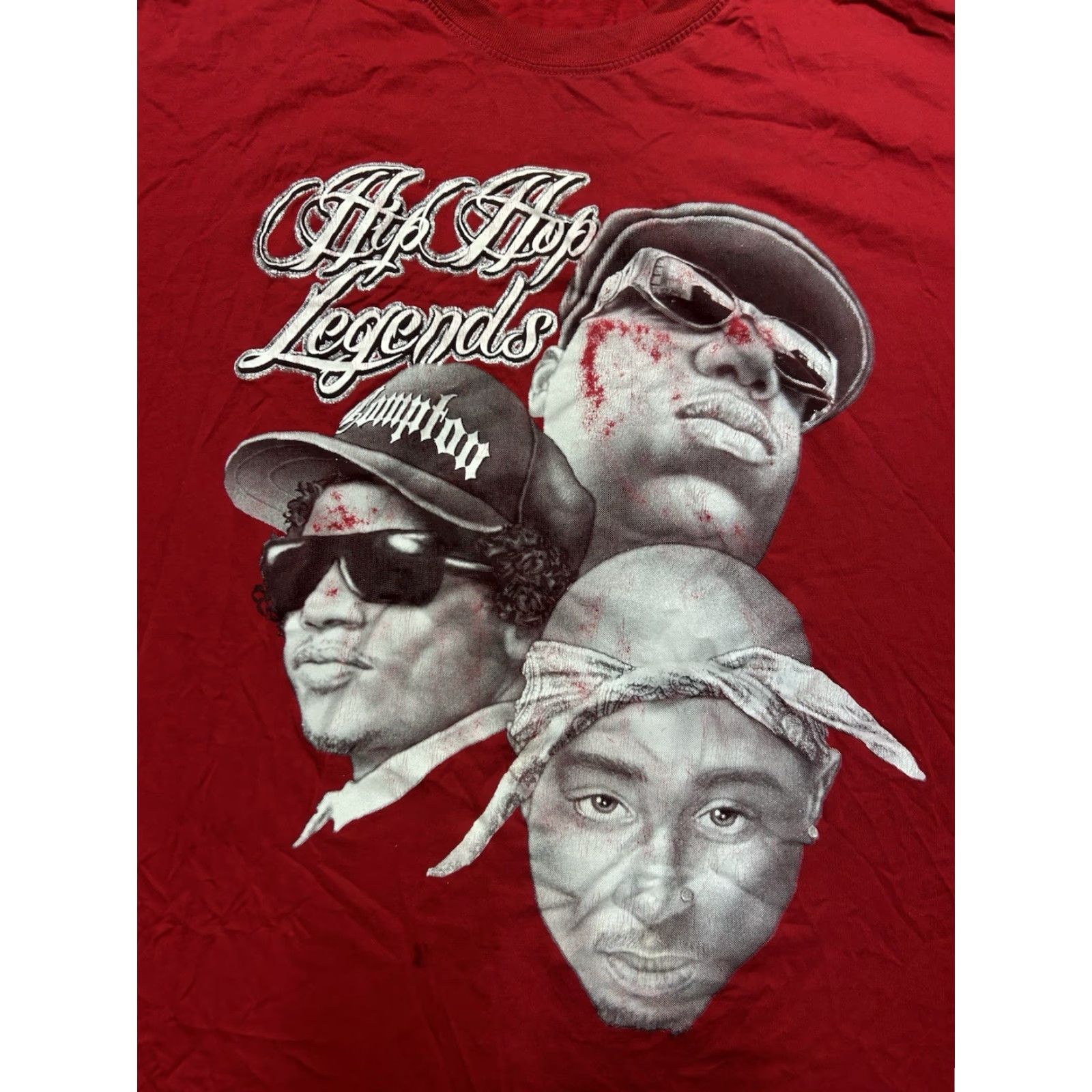 Vintage VINTAGE Hip Hop Legends T-Shirt Men 3XL Red Biggie Tupac Eazy-E Rap Tee Size US XXL / EU 58 / 5 - 2 Thumbnail