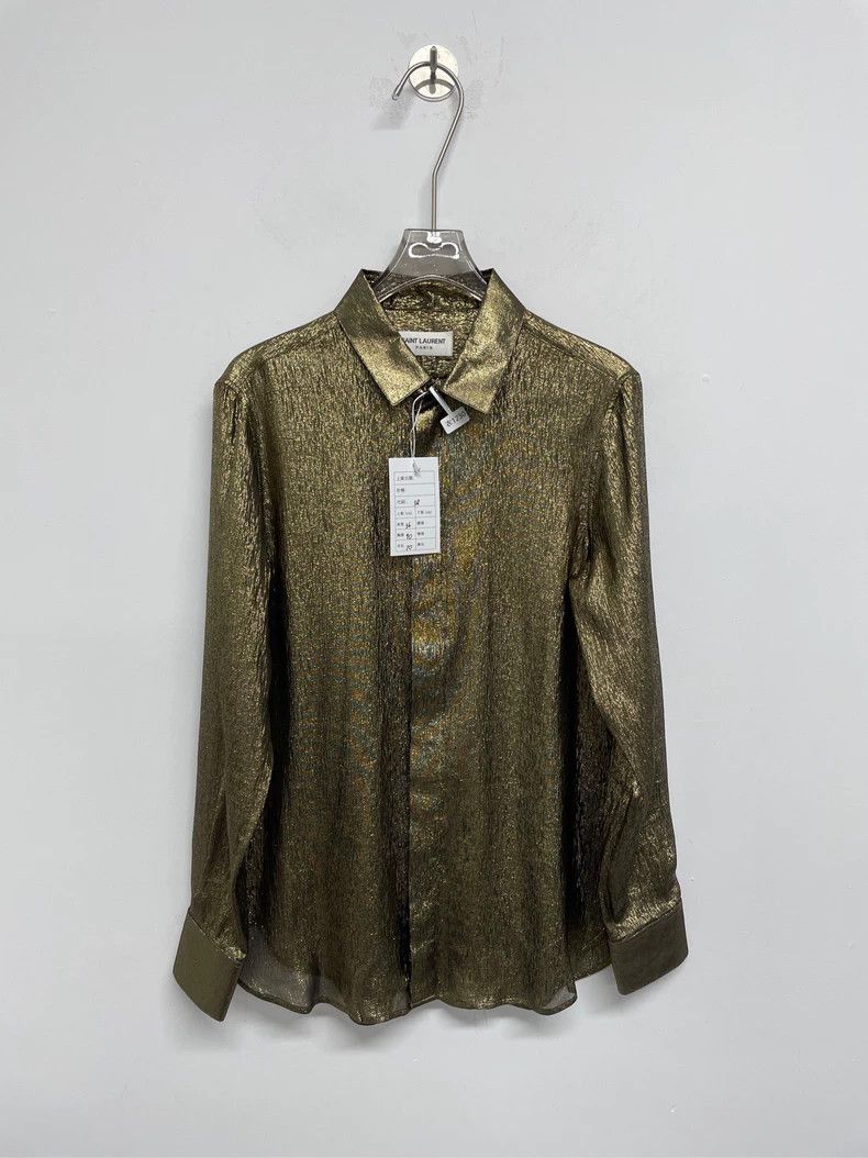 Yves Saint Laurent YSL Golden Long Sleeve Shirt Size 38 Size US M / EU 48-50 / 2 - 1 Thumbnail