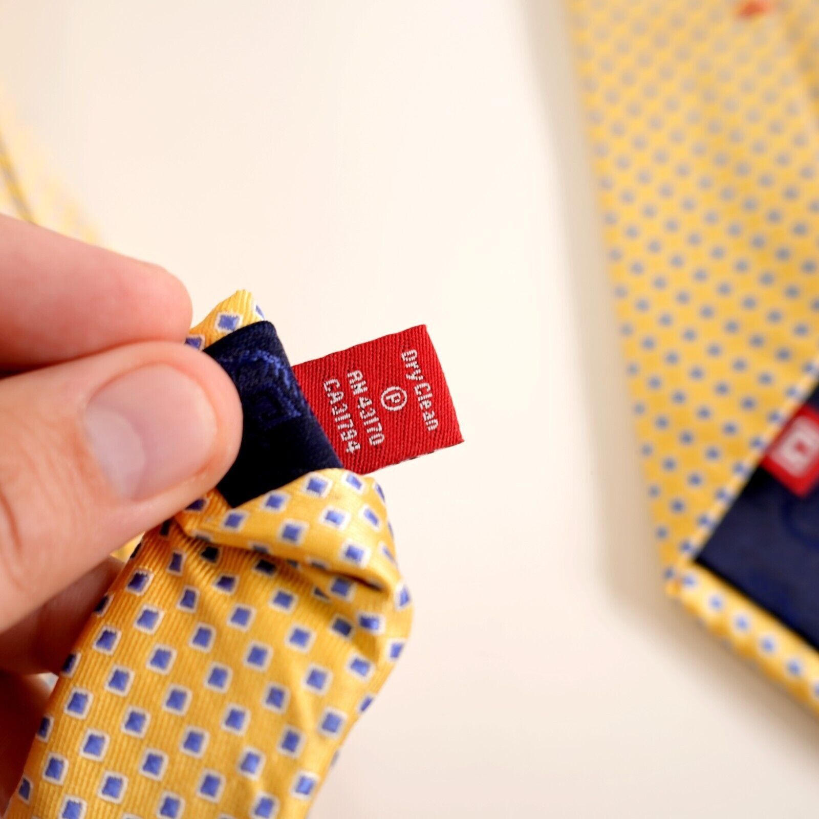 Chaps Chaps Yellow Blue Geometric Woven Silk Tie Size ONE SIZE - 6 Thumbnail