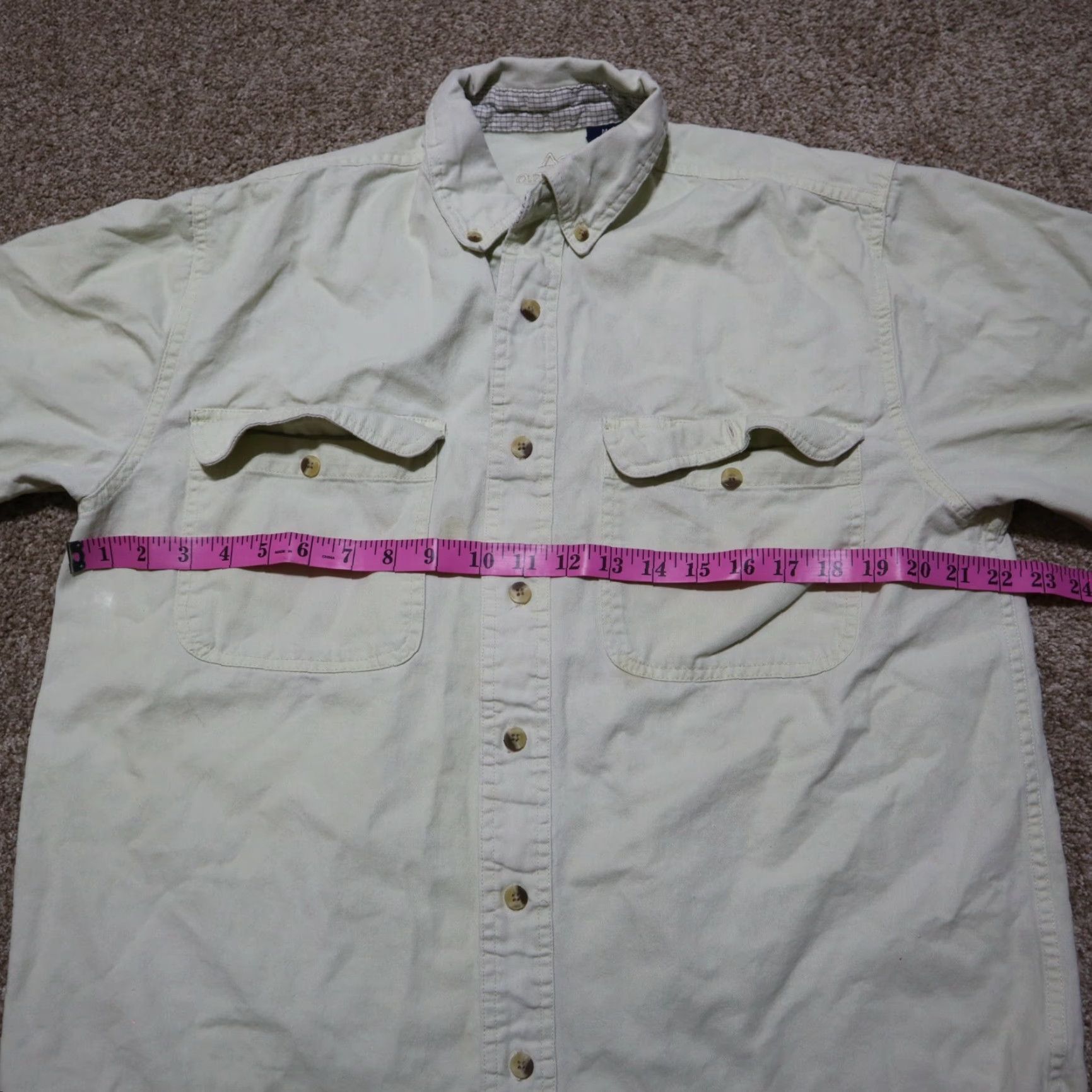 Vintage VINTAGE Outersport Shirt Men M 100% Cotton Yellow Button-Up 100% Cotton Den nim Vintage 90s? (avoid extra not in title) Size US M / EU 48-50 / 2 - 5 Thumbnail