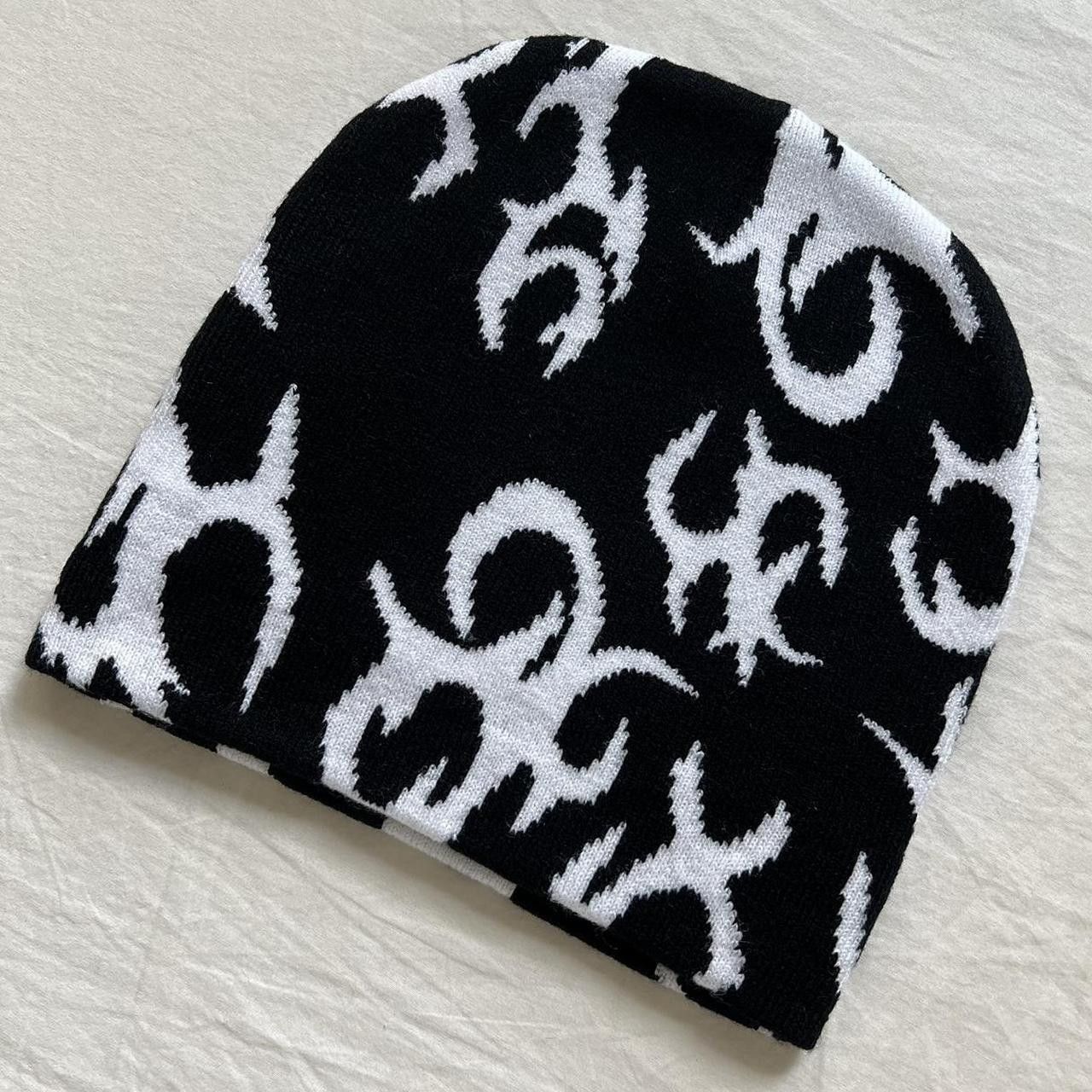 JNCO × Vintage y2k 2000s grunge emo black tribal fire affliction beanie Size ONE SIZE - 6 Thumbnail