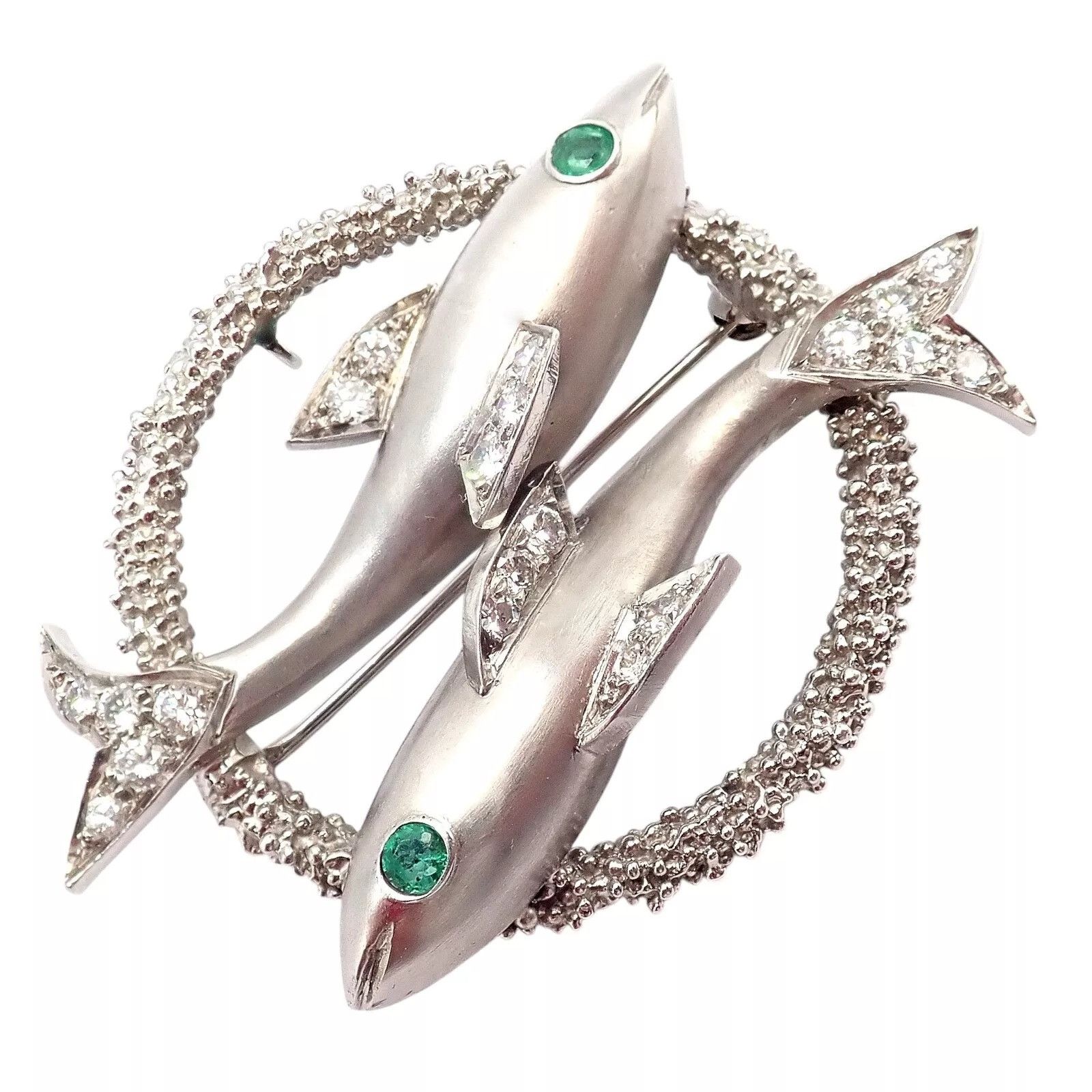 Cartier Cartier White Gold Platinum Diamond Emerald Zodiac Brooch Size ONE SIZE - 1 Thumbnail