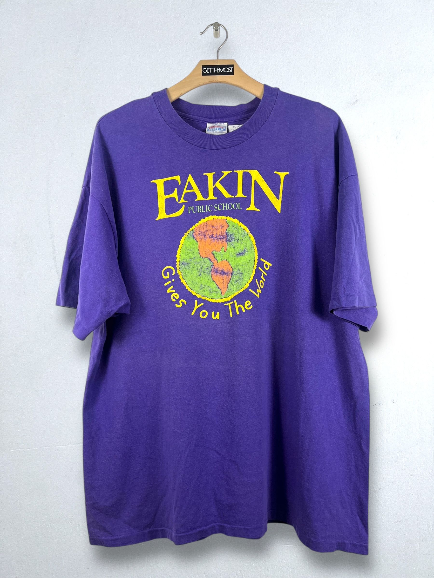 Vintage No.4927 Vintage 90s Eakin Public School Graphic Tee (XXL) Size US XXL / EU 58 / 5 - 1 Thumbnail