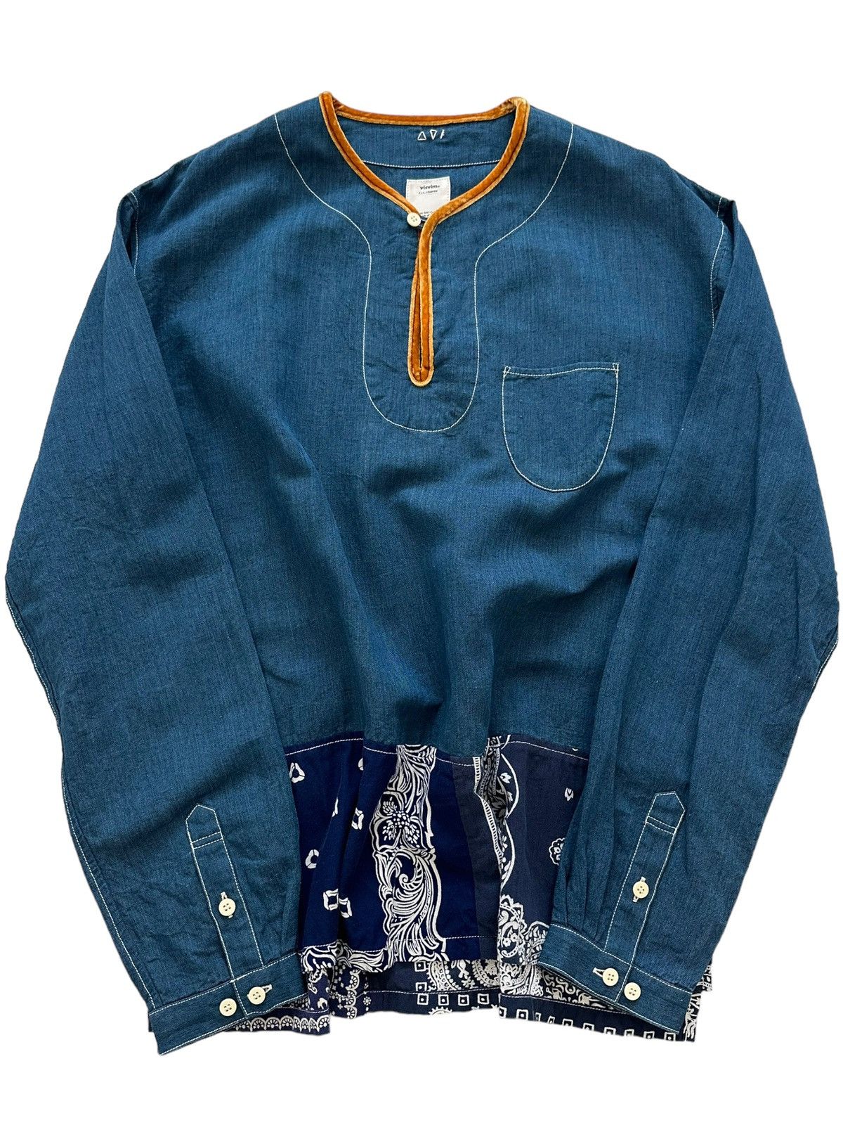 visvim 18AW BORDER BANDANA TUNIC SHIRT