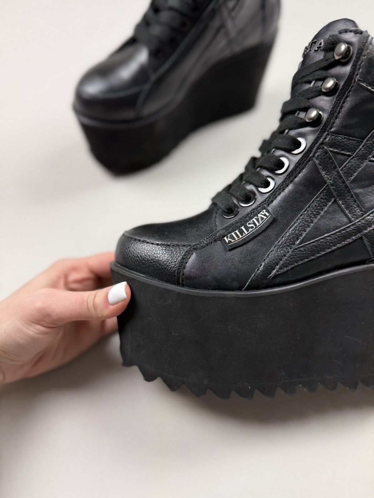 Killstar Killstar Ladies Gothic Platform PVC Sneakers Shoes Boots Size US 5 / IT 35 - 13 Thumbnail