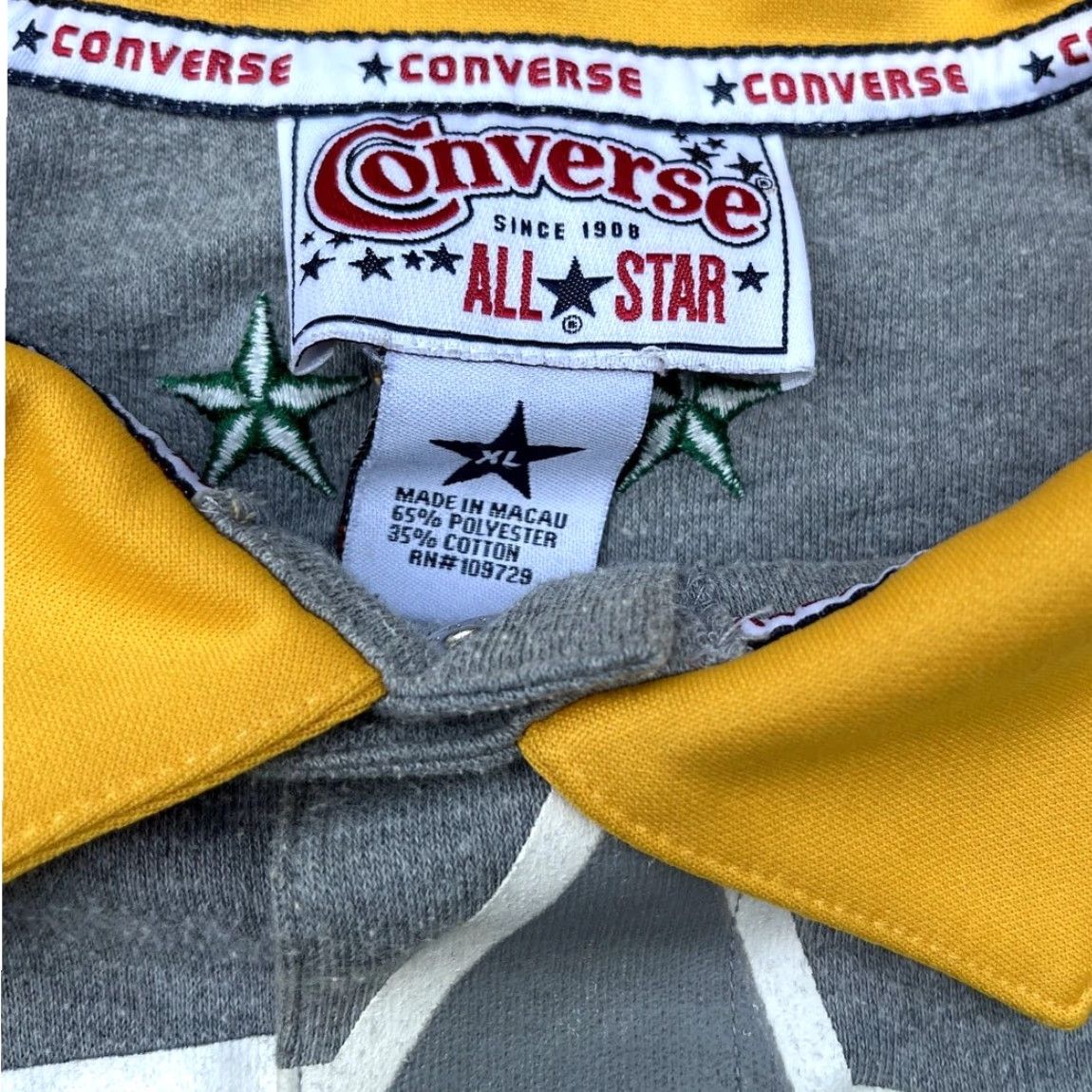Converse VINTAGE Chuck Taylor Converse Shirt Mens XL Gray Yellow Green Size US XL / EU 56 / 4 - 4 Thumbnail