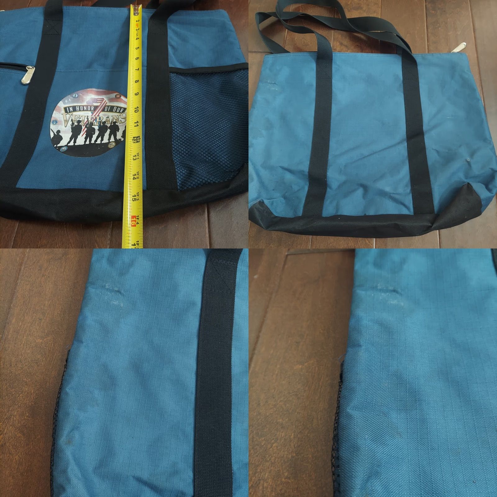 Vintage In honor Of Our Veterans Black/Blue Tote Bag Size ONE SIZE - 9 Thumbnail