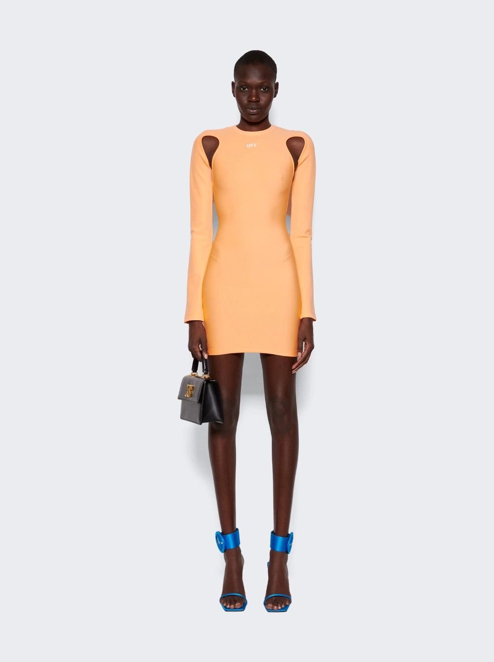 Off-White o1mle0425 Sleek Cut Out Mini Dress in Peach Orange Size XS / US 0-2 / IT 36-38 - 2 Thumbnail