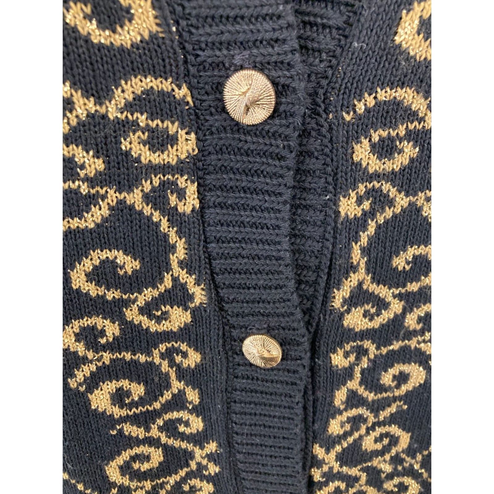 Vintage VINTAGE Alfred Dunner Sweater Cardigan Women S US Made Black Geometric Knit Button Vintage USA 50s-60s Mens? Size S / US 4 / IT 40 - 6 Thumbnail