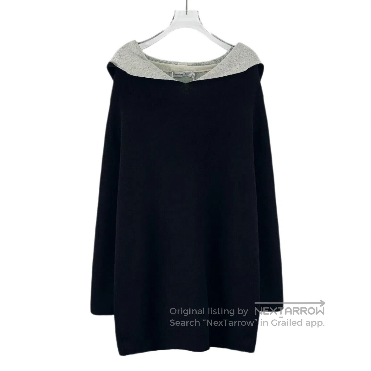 Dior Dior Black Logo Embroidered Cashmere Hooded Long Sleeve Sw Size XXS / US 00 / IT 34 - 1 Thumbnail