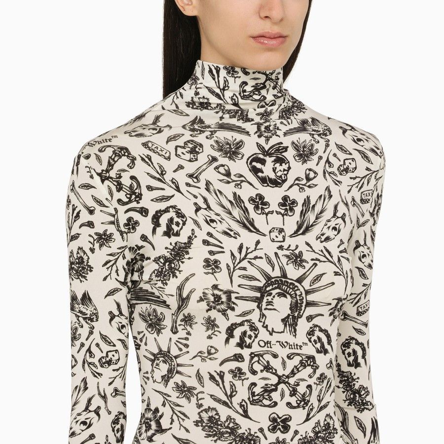 Off-White o1d2blof0924 Long-Sleeved Mini Dress With Tattoo Print Size S / US 4 / IT 40 - 4 Thumbnail