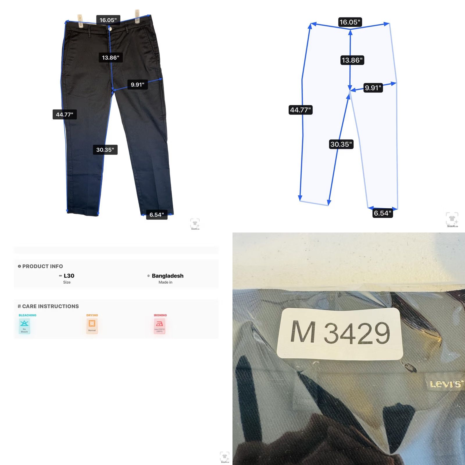 Levi's Levi's Jeans S40196 Slim Tapered Zip Fly 31x30 Black Dark Wash Mens Size US 31 - 9 Thumbnail