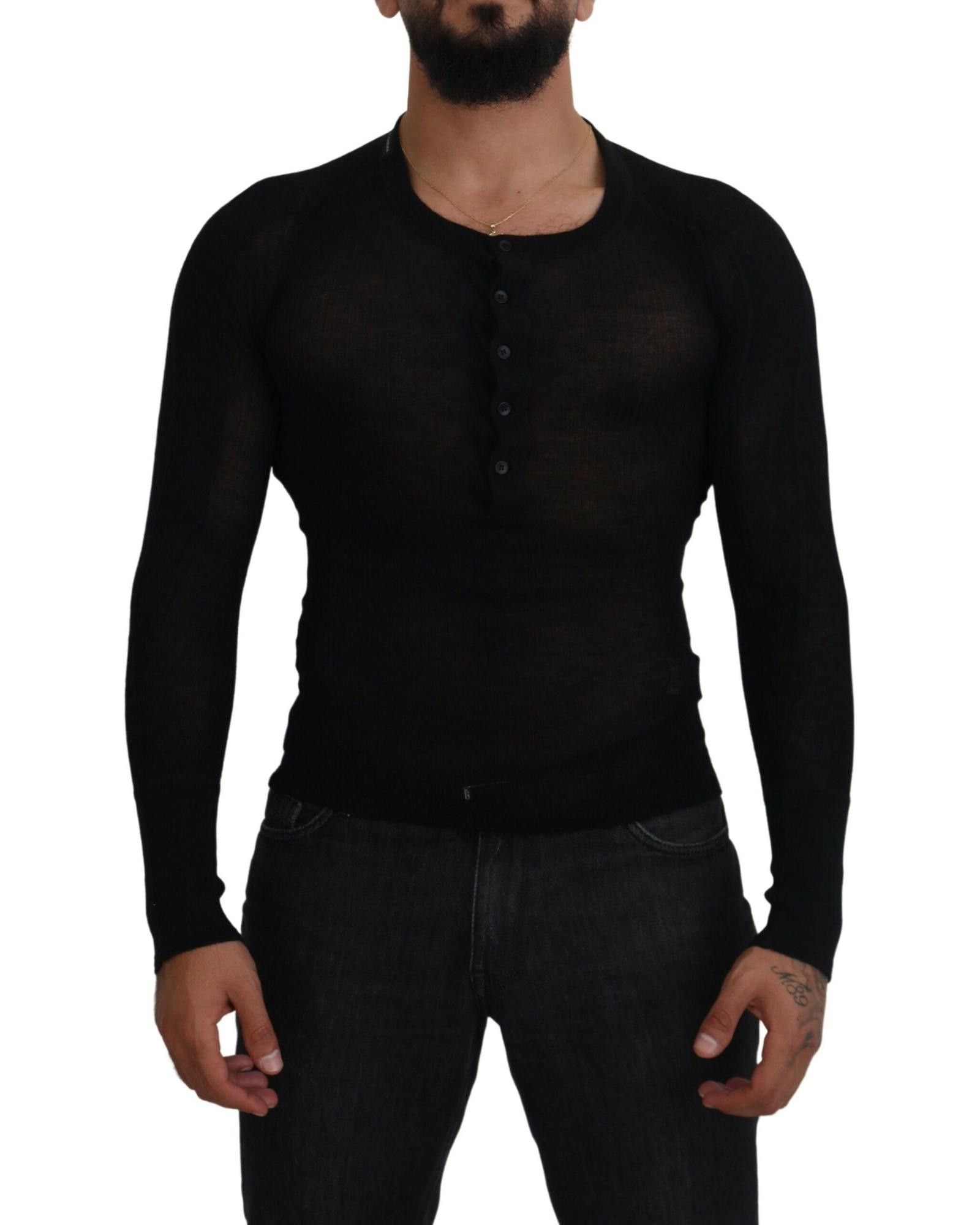 image of Dolce Gabbana Stunning Cashmere Button Pullover in Black, Men's (Size XS)