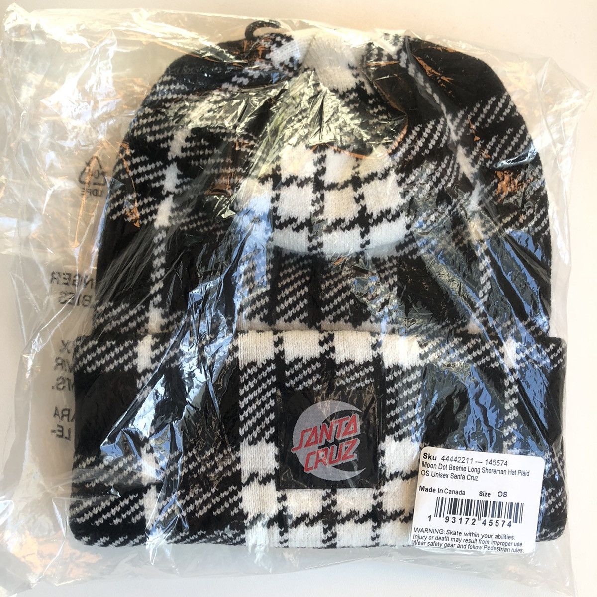 Santa Cruz Skateboards Santa Cruz Beanie BLACK/WHITE Size ONE SIZE - 1 Thumbnail