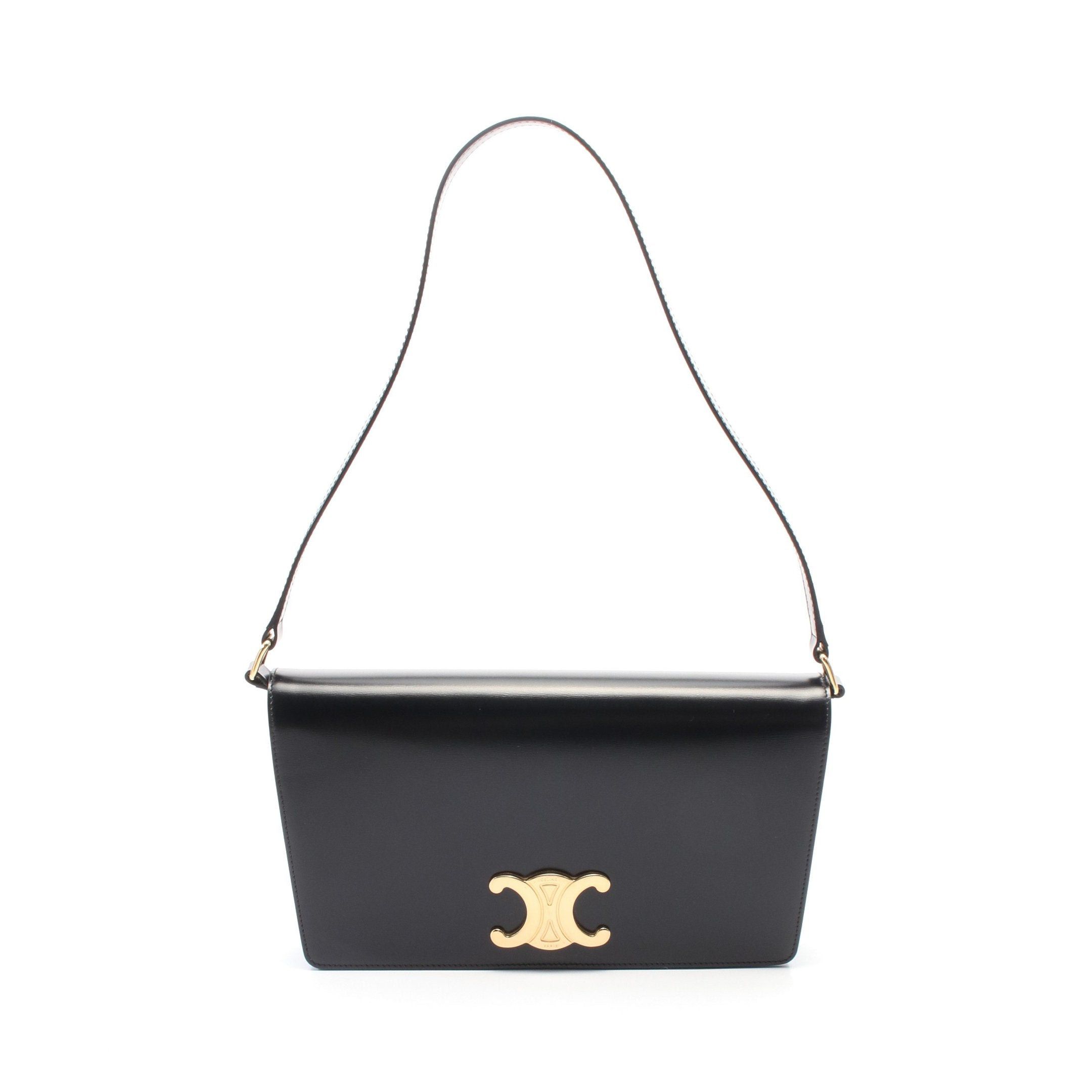 Celine Celine Trapeze Triomphe Shoulder Bag Leather Black Size ONE SIZE - 1 Thumbnail