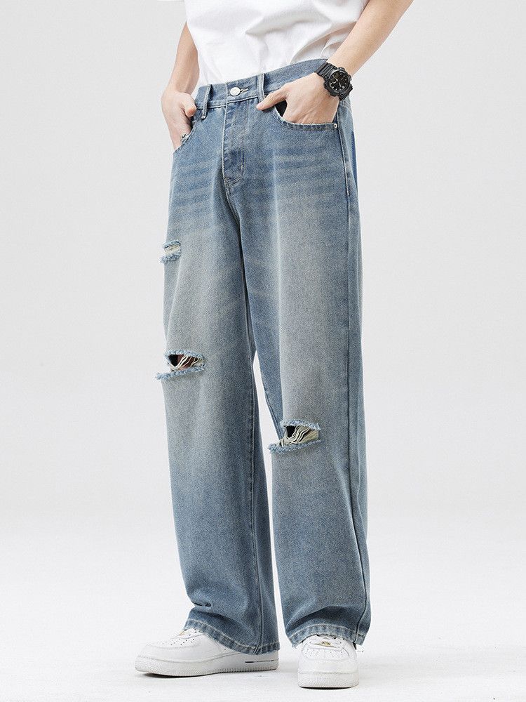 Vintage Men's Straight Loose-Fit Oversized Distressed Jeans Size US 32 / EU 48 - 1 Thumbnail