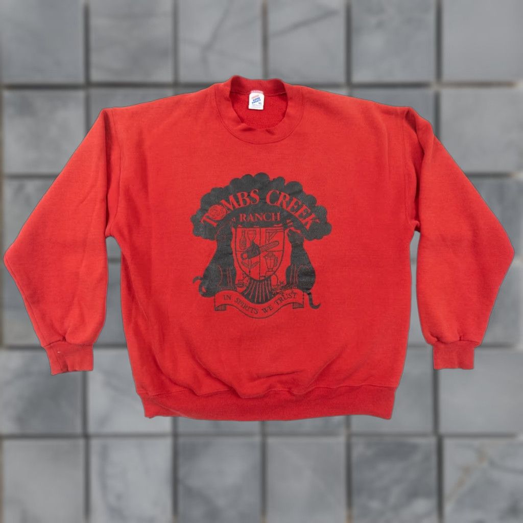 Jerzees VINTAGE Tombs Creek Ranch Sweatshirt Shirt Adult XL Red Jerzees 90s USA Logo Pullover Crew Neck Sweatshirt Mens Womens Unisex Size US XL / EU 56 / 4 - 1 Thumbnail