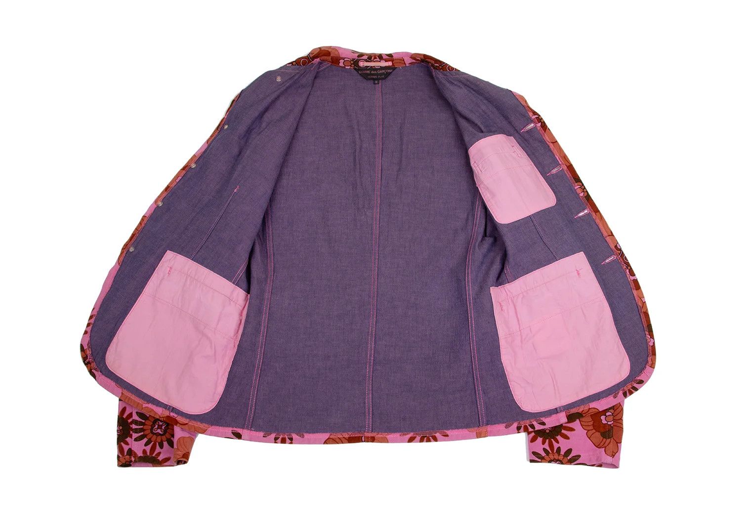 Comme des Garcons Homme Plus Product Dyed Flower Print Jacket in Pink and Brown Size US M / EU 48-50 / 2 - 15 Thumbnail