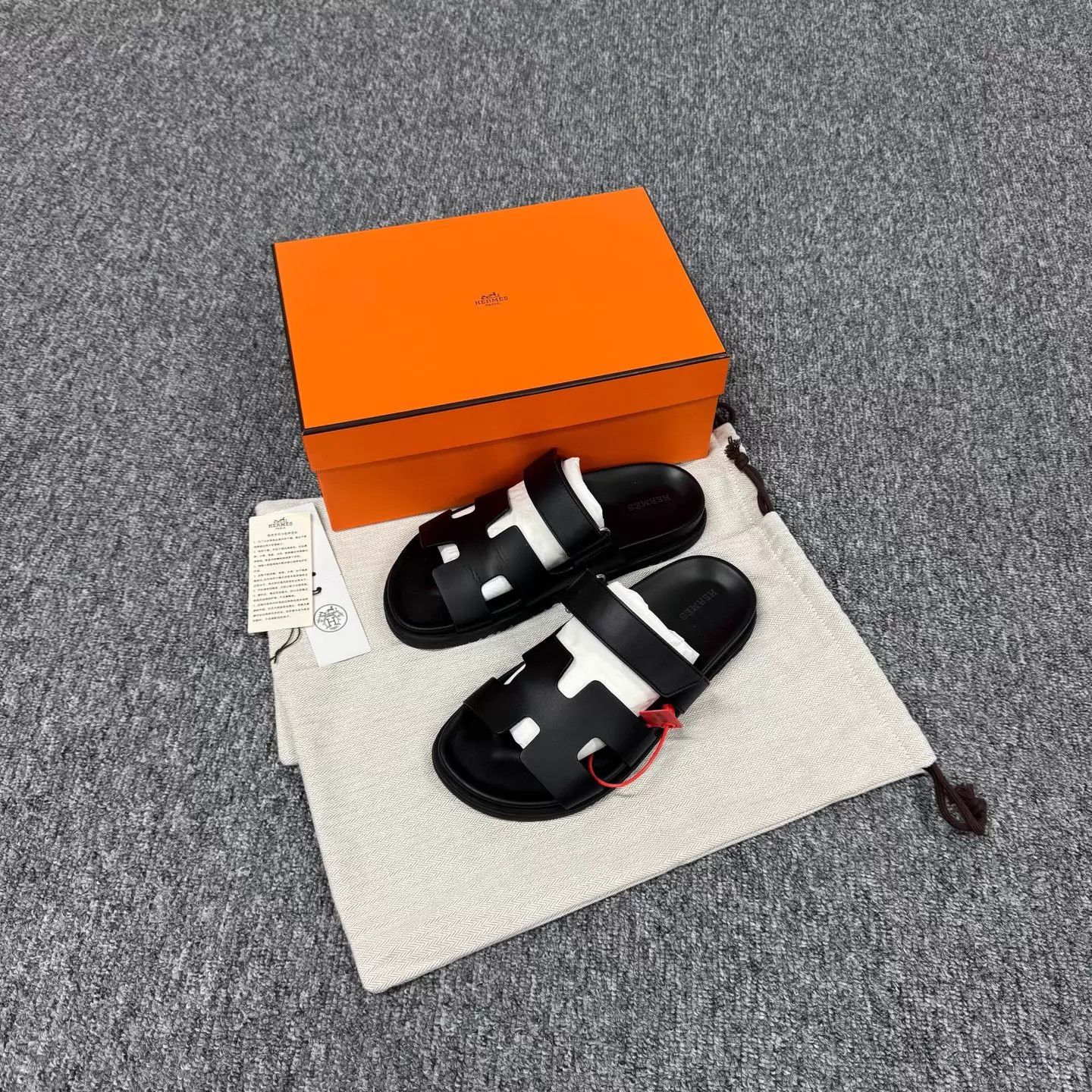 Hermes Hermes Black Chypre H Sandal 38 99 New Full Set Size US 7.5 / IT 37.5 - 1 Thumbnail