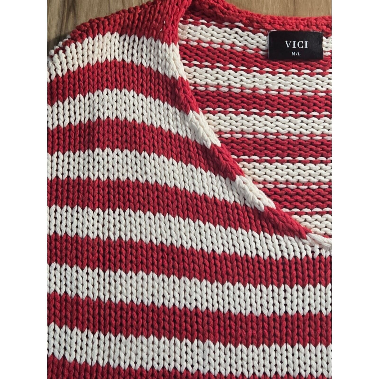 Vivienne Westwood Vici Red White Blue Striped Chunky Knit V-Neck Sweater Size M / US 6-8 / IT 42-44 - 3 Thumbnail